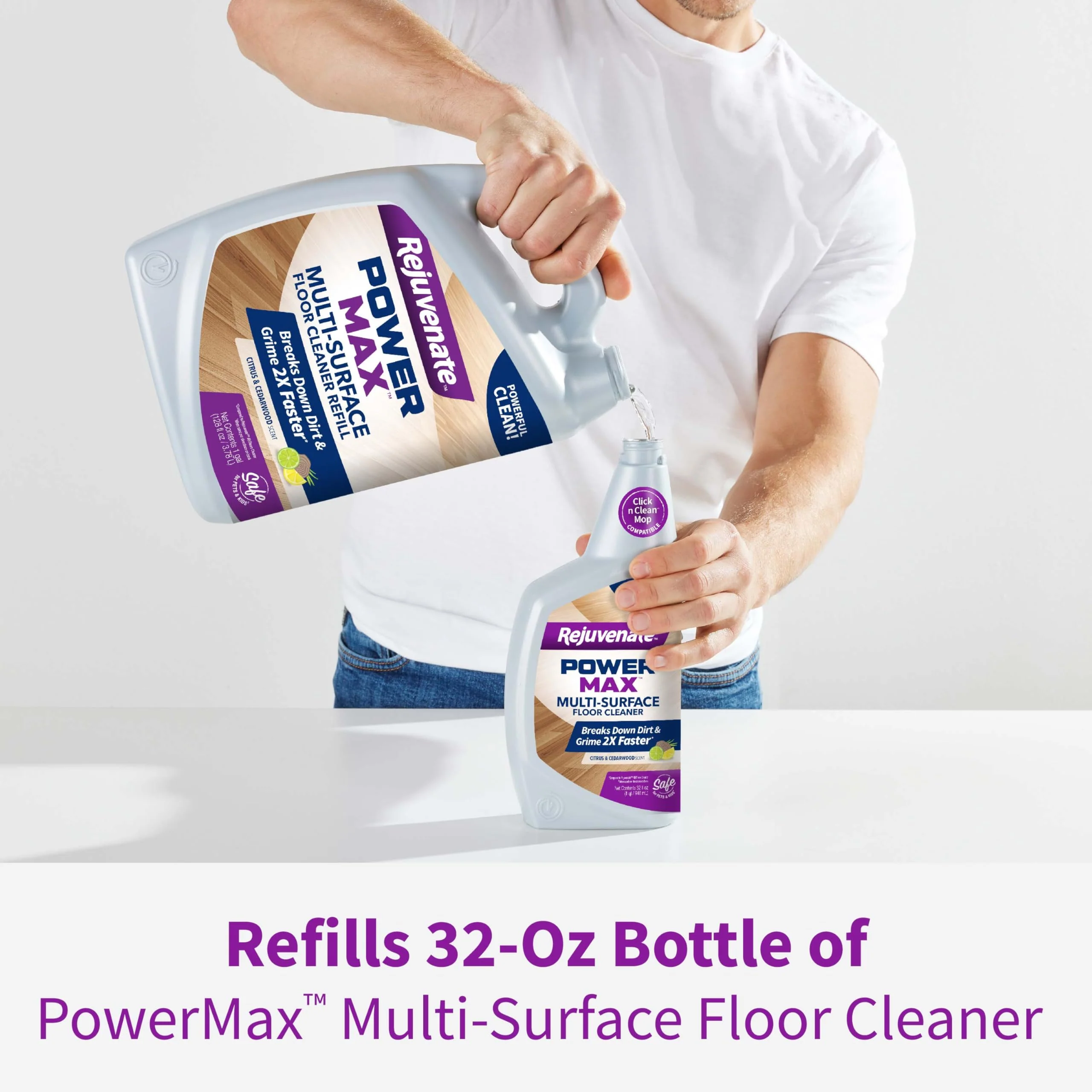 Rejuvenate PowerMax Multi-Surface Floor Cleaner, 128 Ounces, Breaks Down Dirt And Grime On Sealed Hardwood, Tile, Vinyl, Laminate To Deliver A Powerful, Deep Clean With Citrus And Cedarwood Scent - Image 5