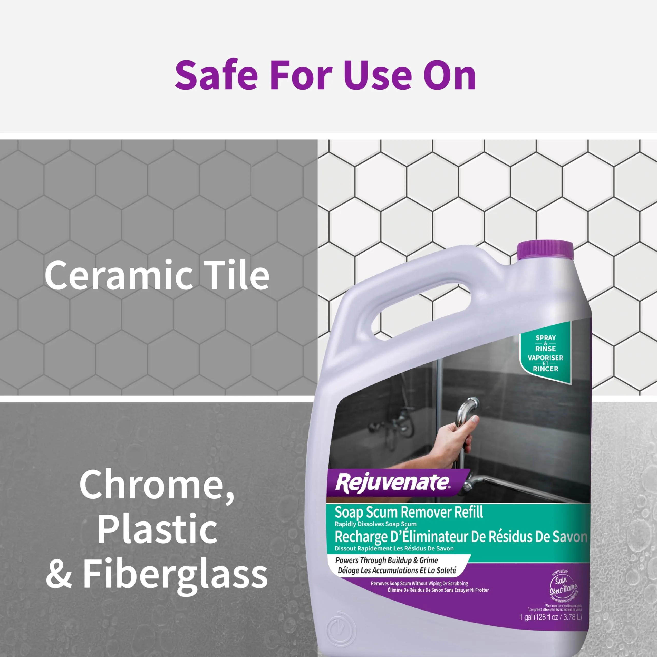 Rejuvenate Soap Scum Remover Refill Easily Dissolves Soap Scum Without Scrubbing, 1 Gallon, 2 Pack - Image 5