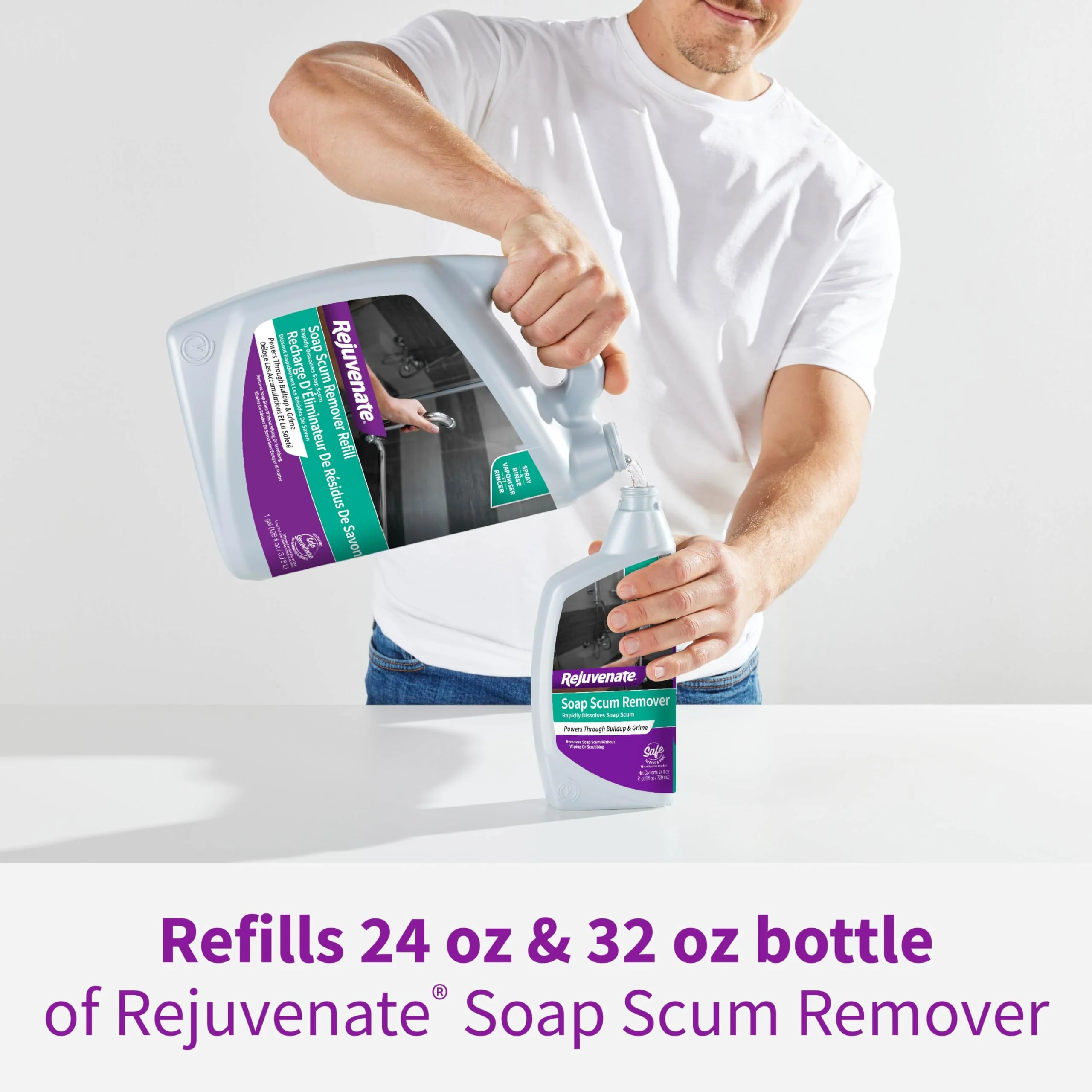 Rejuvenate Soap Scum Remover Refill Easily Dissolves Soap Scum Without Scrubbing, 1 Gallon, 2 Pack - Image 8