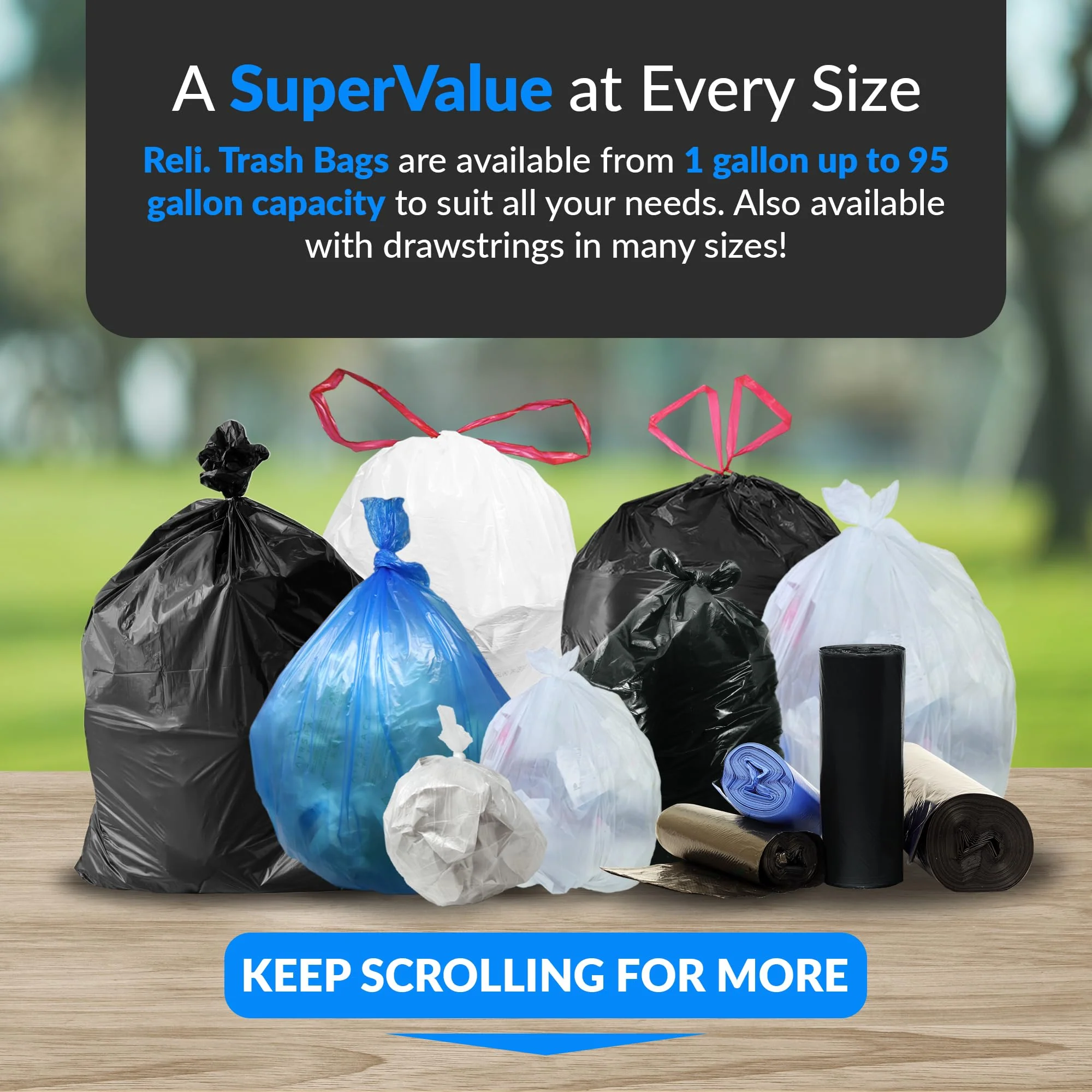 Reli. 55-60 Gallon Trash Bags Heavy Duty | 150 Count | 50-60 Gallon | Large Black Garbage Bags | Made in USA - Image 6