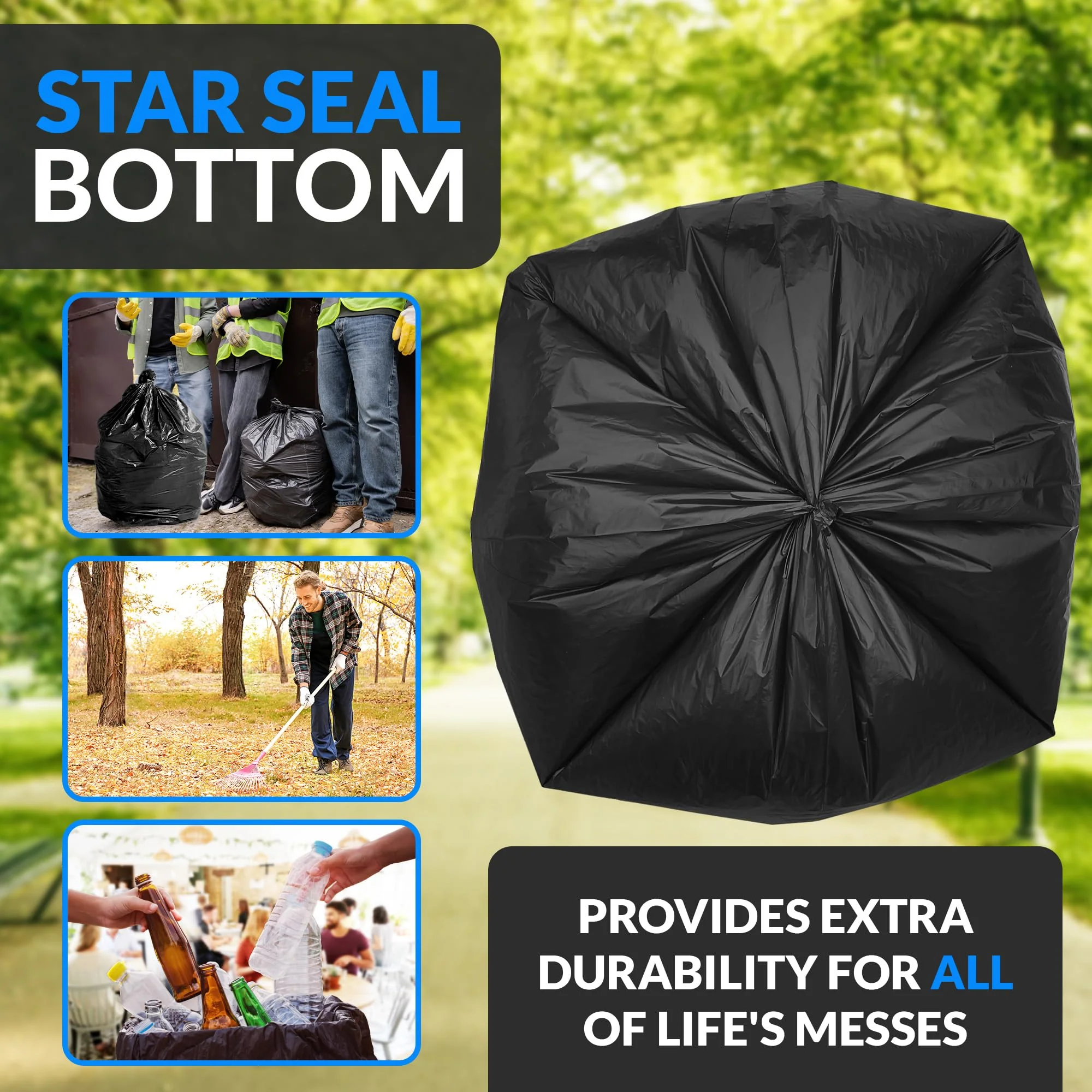 Reli. 55-60 Gallon Trash Bags Heavy Duty | 150 Count | 50-60 Gallon | Large Black Garbage Bags | Made in USA - Image 4