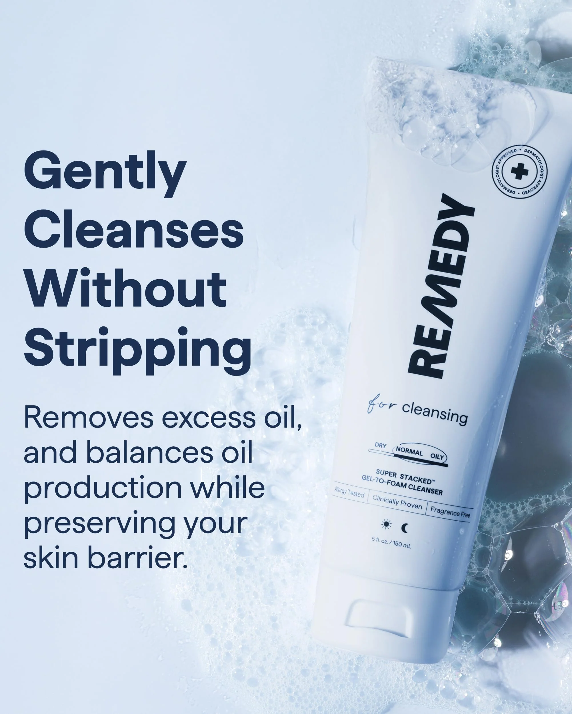Remedy for Lightweight Cleansing | Gel to Foam Cleanser for Normal to Oily Skin | 0.5% Salicylic Acid, Ceramide NP, Niacinamide, Green Tea | By Dermatologist Dr. Shah, 5 fl. Oz - Image 7