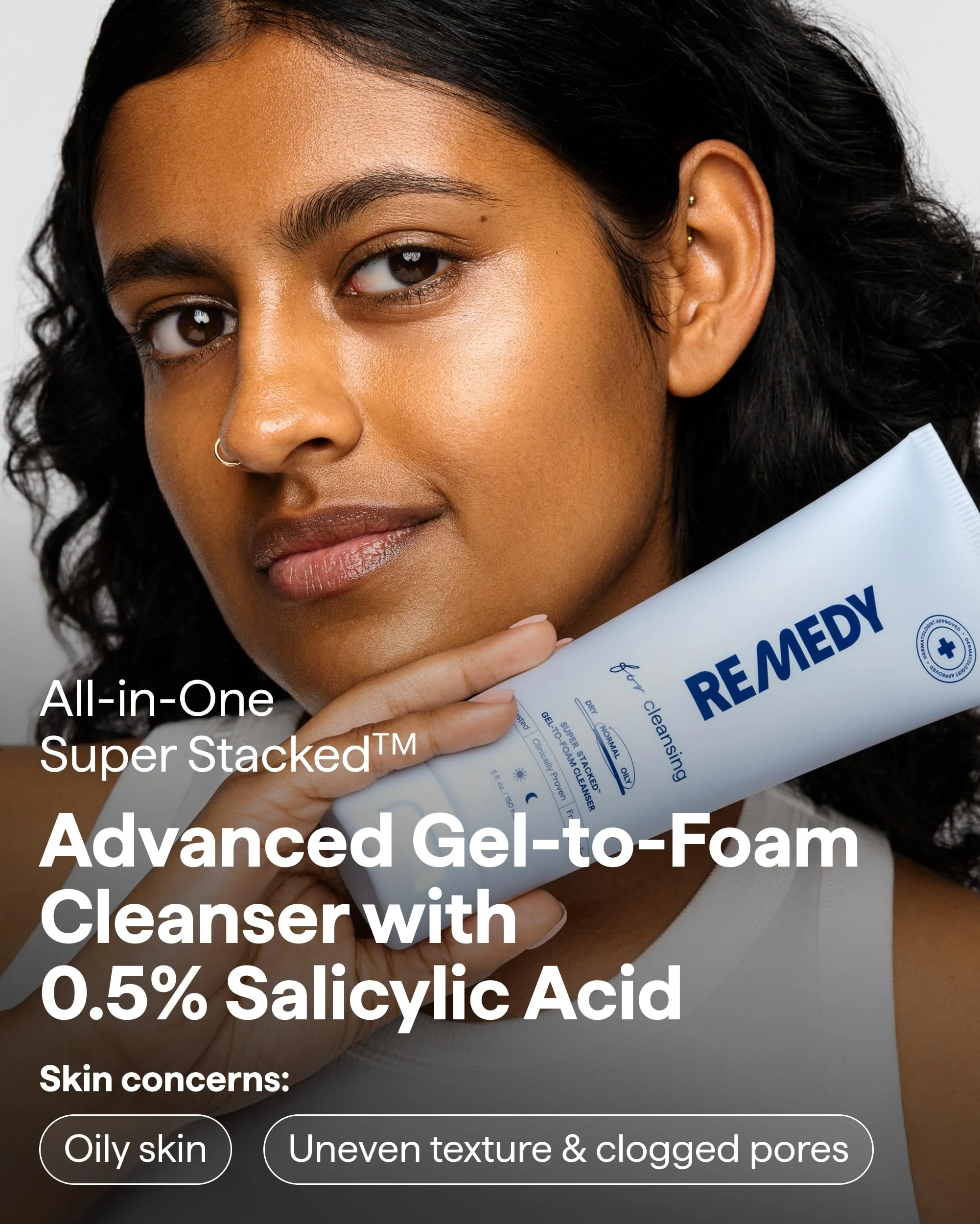 Remedy for Lightweight Cleansing | Gel to Foam Cleanser for Normal to Oily Skin | 0.5% Salicylic Acid, Ceramide NP, Niacinamide, Green Tea | By Dermatologist Dr. Shah, 5 fl. Oz - Image 8