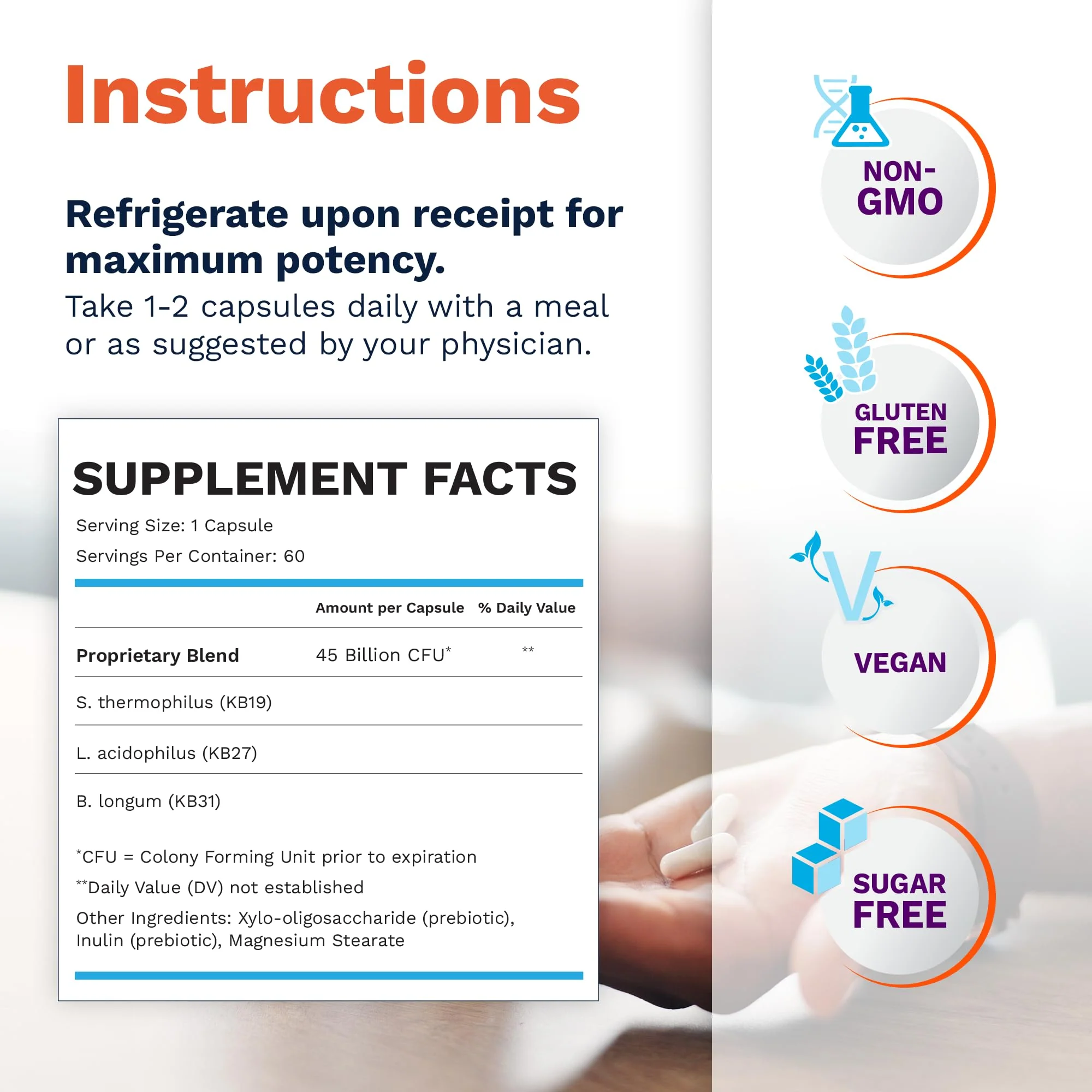 Renadyl Kidney Probiotic Supplement | Urea, Creatinine, & Uric Acid Support | 45 Billion CFUs | Clinically Tested, Non-GMO, & Made in USA, 60 Capsules (1 Bottle, 1 Month Supply) - Image 5