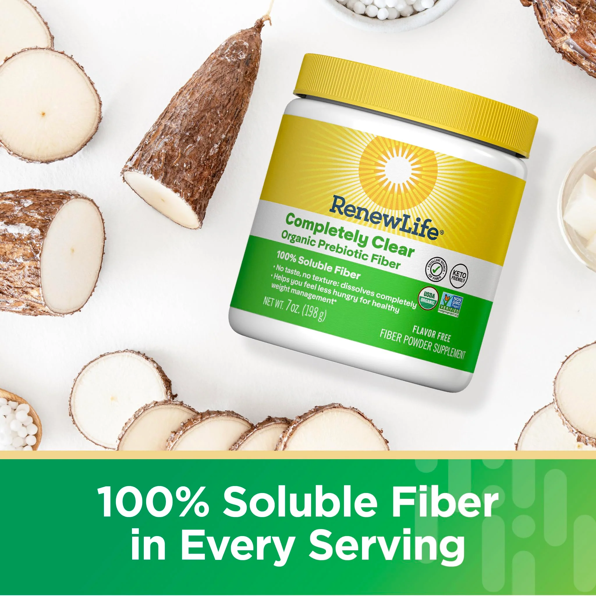 Renew Life Adult Completely Clear Organic Prebiotic Keto Friendly Fiber, Powder, 7 oz. (Package May Vary) - Image 5