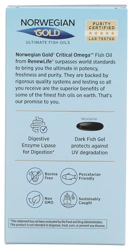 Renew Life Norwegian Gold Critical Omega Softgels, Daily Supplement Supports Heart, Brain and Joint Health, EPA and DHA Omega-3 Fish Oil, Dairy and gluten-free, 850 Mg 120 Count - Image 6