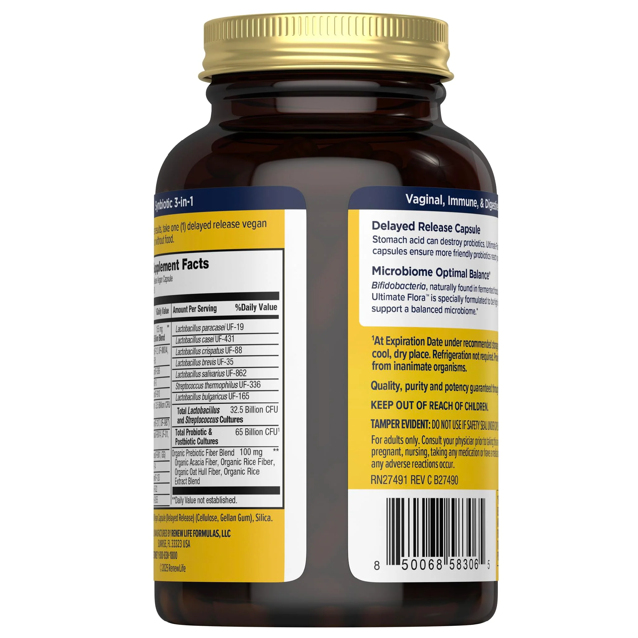 Renew Life Ultimate Flora Probiotics for Women 65 Billion CFU Delayed Release Vegan Capsules | Vaginal | Digestive Health | Immune Health | Dairy Free | 30 Count - Image 6