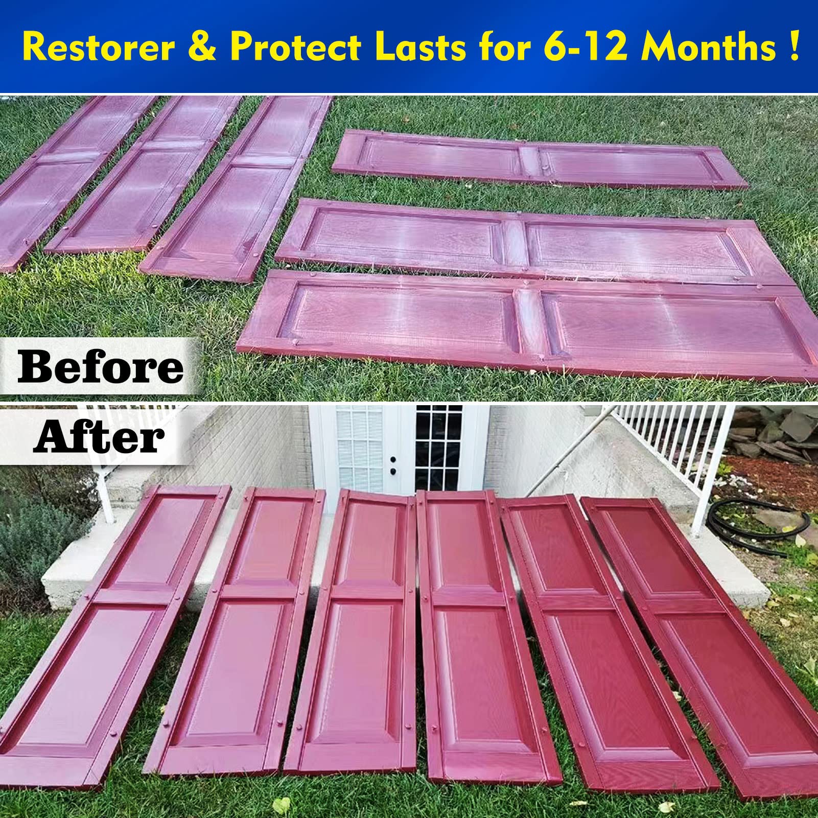 RENOVADOLT Outdoor Color Restorer 16.5oz Plastic Vinyl Shutter Restorer Faded Sun-Damaged and Oxidized Possessions and Protects from Future Wear - Image 6