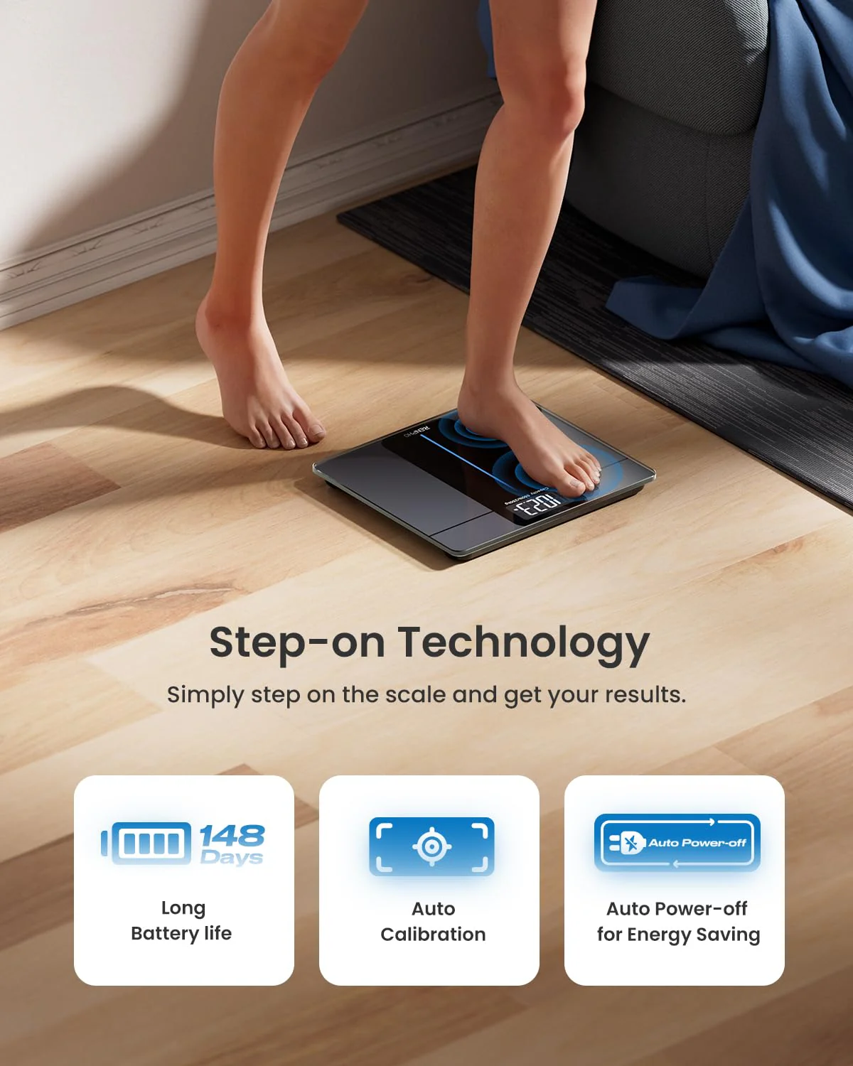 RENPHO Large Platform Weighing Scales for Body Weight, 550lb/250kg Bathroom Scales Large Display, Digital Scales with High Accurate, Weight Loss Tracking, 33x30cm, Core 1L - Image 4