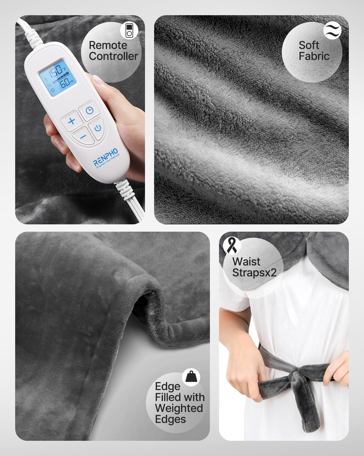 RENPHO Mothers Day Gifts, Electric Heating Pad - 6 Heat Levels for Neck, Shoulder, and Back, Weighted Pad for Snug Fit - Machine Washable, ETL Safety Certified for Cold Nights and Winter, FSA Eligible