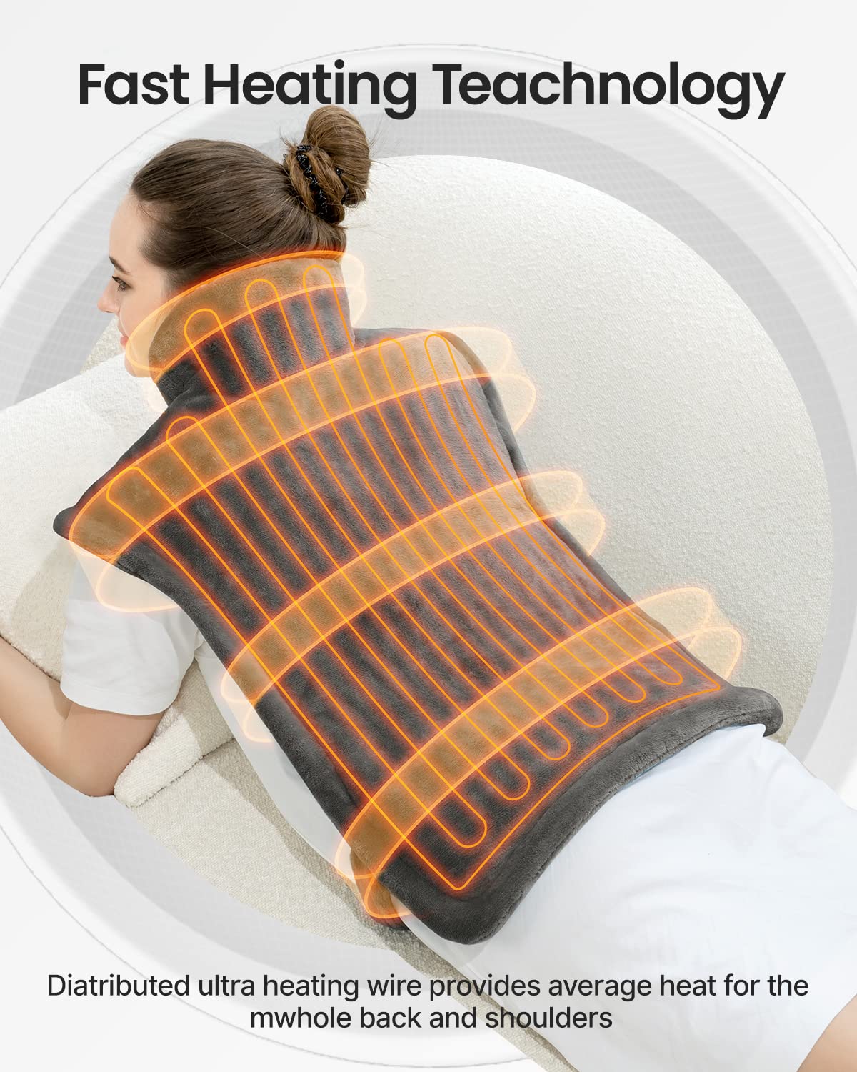 RENPHO Mothers Day Gifts, Electric Heating Pad - 6 Heat Levels for Neck, Shoulder, and Back, Weighted Pad for Snug Fit - Machine Washable, ETL Safety Certified for Cold Nights and Winter, FSA Eligible - Image 6