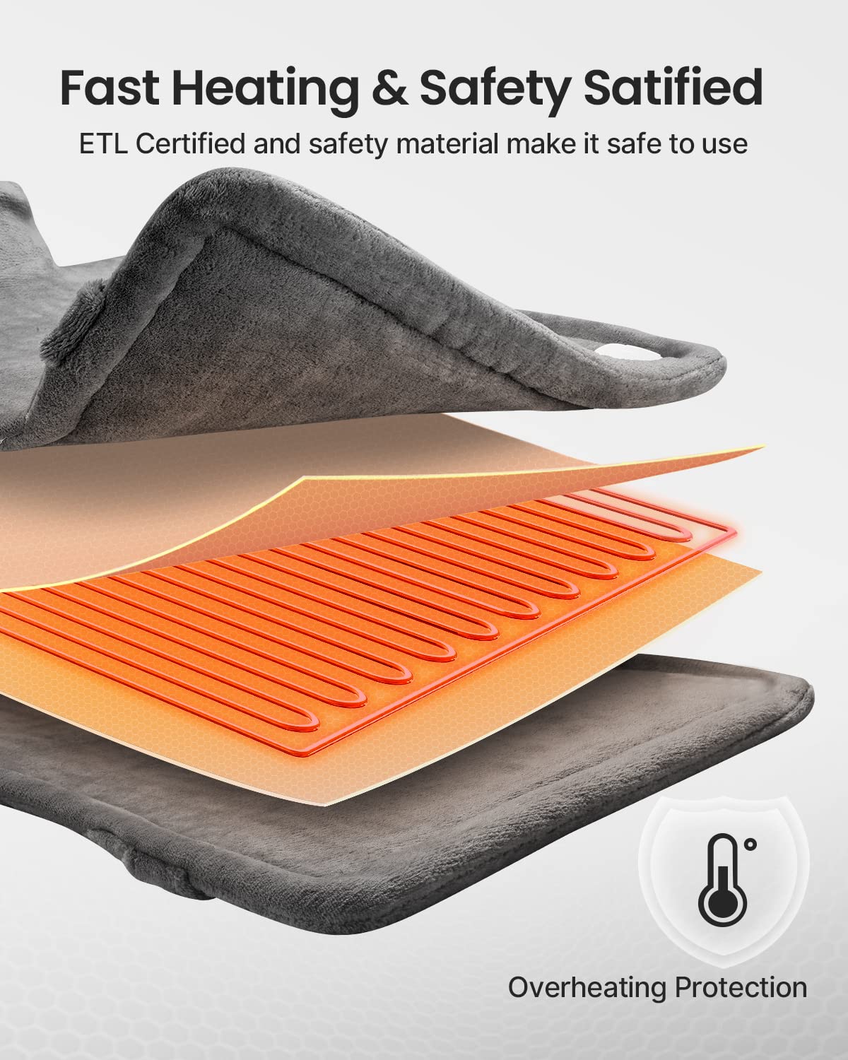 RENPHO Mothers Day Gifts, Electric Heating Pad - 6 Heat Levels for Neck, Shoulder, and Back, Weighted Pad for Snug Fit - Machine Washable, ETL Safety Certified for Cold Nights and Winter, FSA Eligible - Image 7