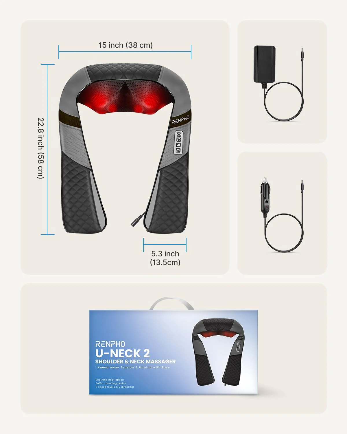 RENPHO Neck and Shoulder Massager with Heat [2025 Upgraded], Shiatsu Cervical and Back Massager, 3D Electric Deep Tissue Massage, True Relaxation for Neck and Shoulders, Birthday Gifts for Men - Image 2