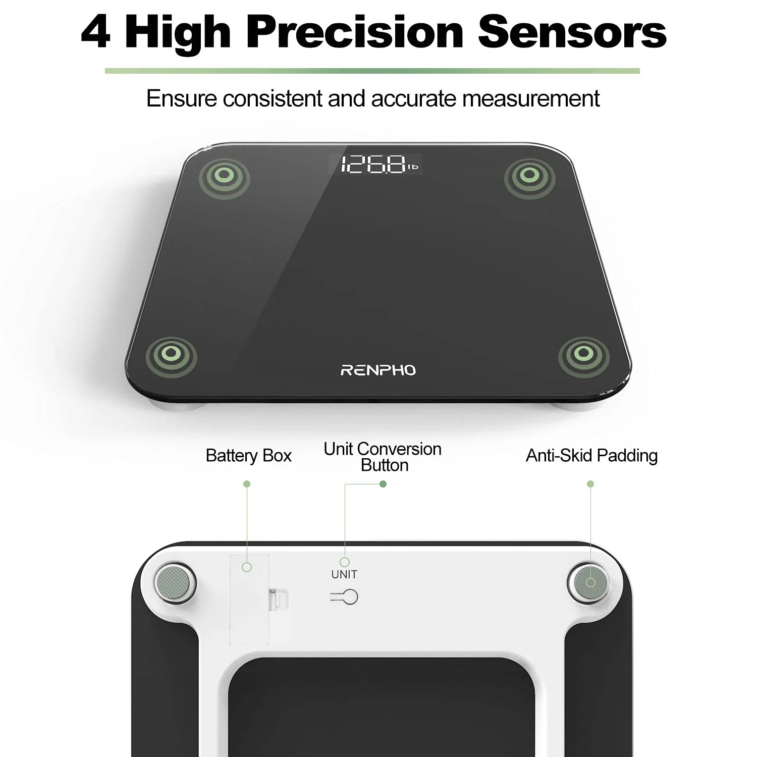 RENPHO Scale for Body Weight, Bathroom Weighing Scale, Highly Accurate & Measures Weight up to 400 lb/180kg, Batteries Included, 10.2"/260mm, Gradient - Image 5