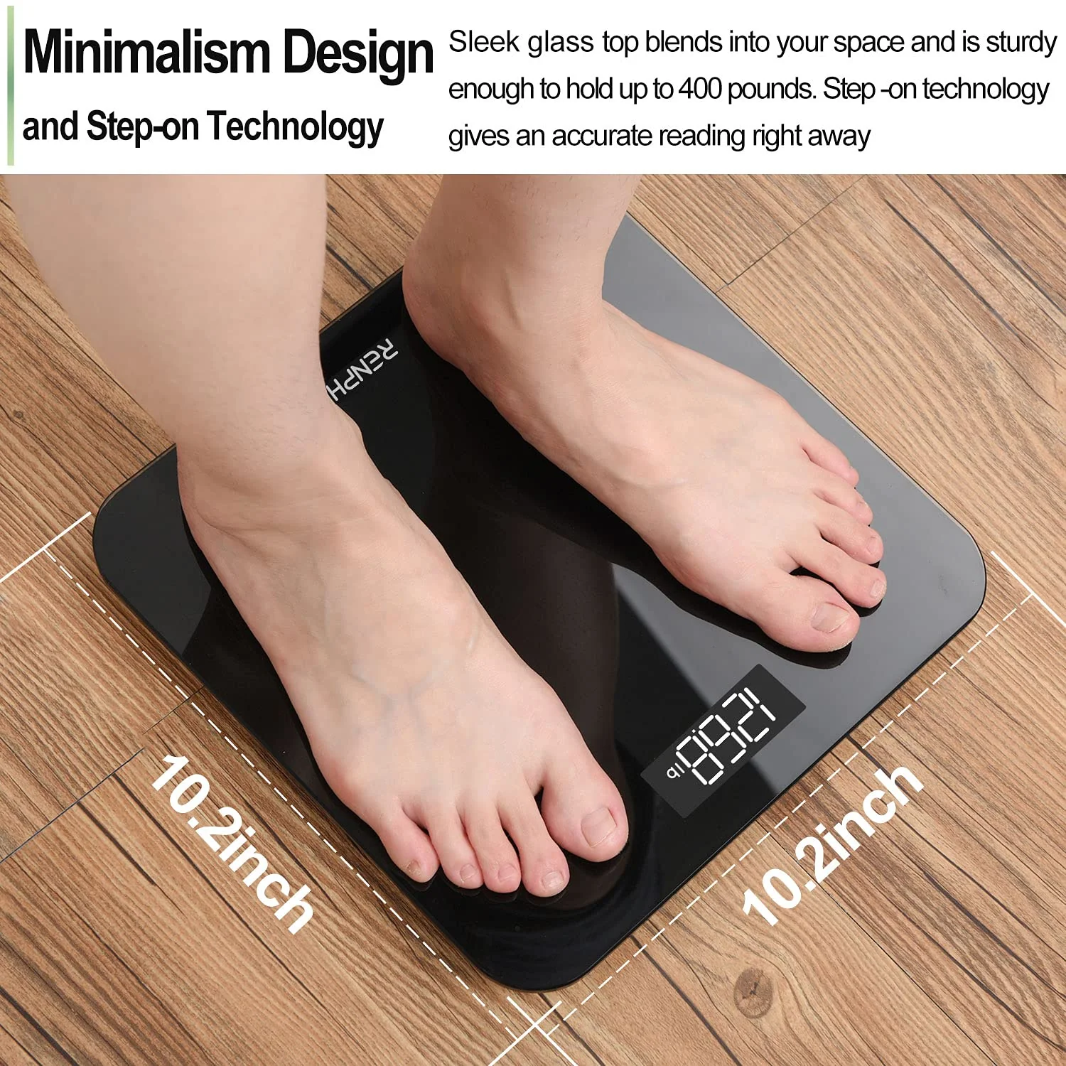 RENPHO Scale for Body Weight, Bathroom Weighing Scale, Highly Accurate & Measures Weight up to 400 lb/180kg, Batteries Included, 10.2"/260mm, Gradient - Image 7