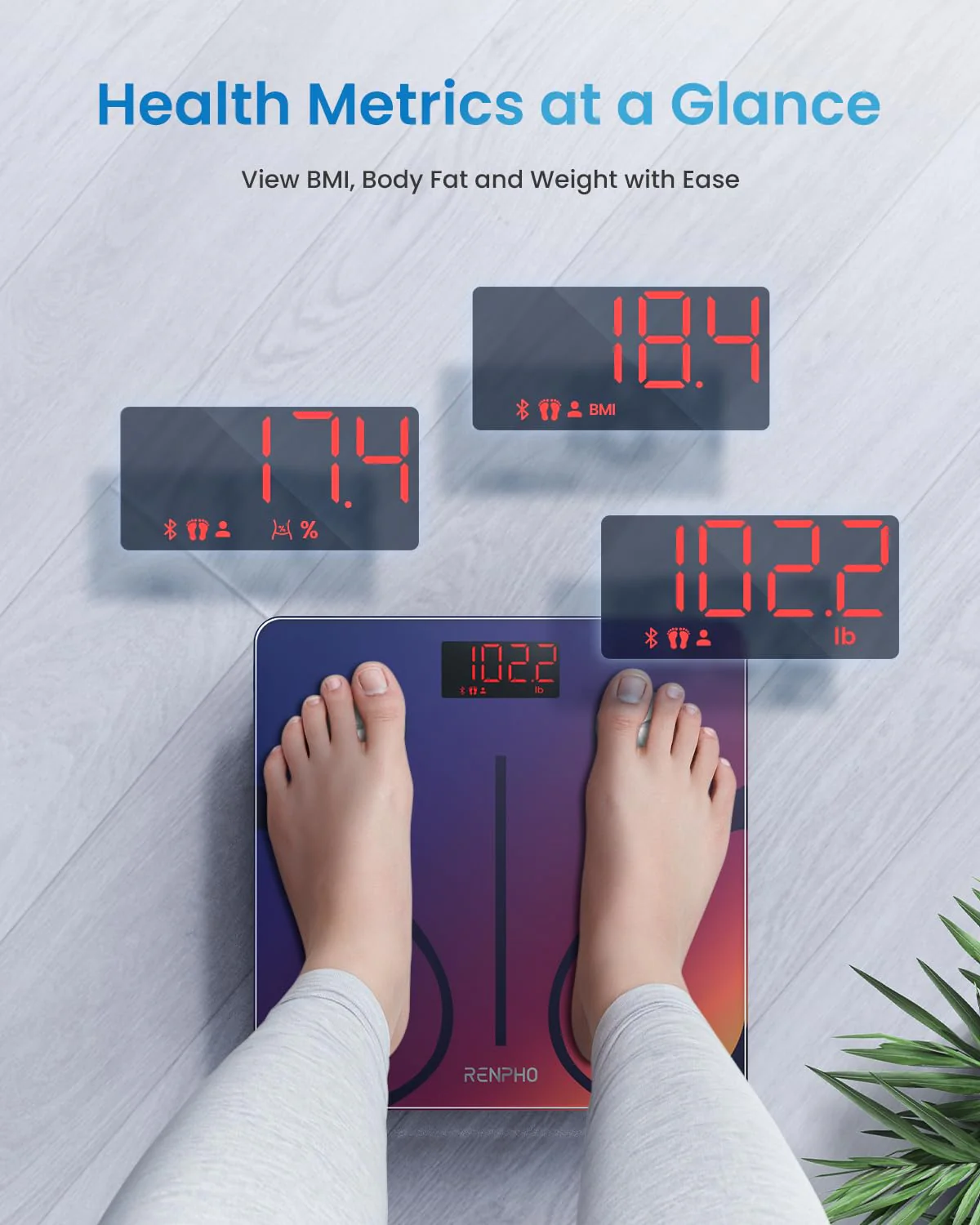RENPHO Smart Scale for Body Weight, FSA&HSA Eligible, Digital Bathroom Scale BMI Weighing Bluetooth Body Fat Scale, Body Composition Monitor Health Analyzer with Smartphone App - Image 2