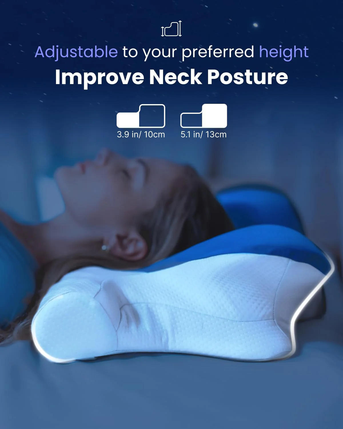RENPHO Ultra Pain Relief Neck Pillow, Ergonomic Contour Memory Form Pillow for Side Back Stomach Sleeper with 2 Cooling Pillowcases, Orthopedic Cervical Pillow for Adult - Image 3