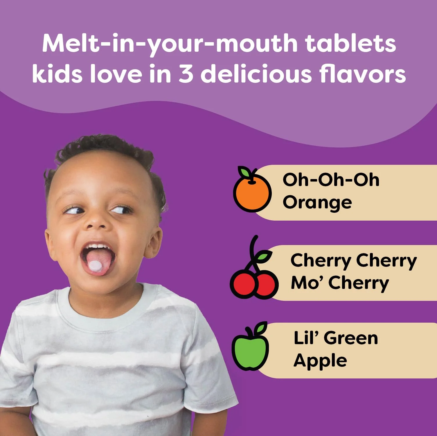 Renzo's Picky Eater Kids Multivitamin with Iron - Dissolvable Kids Vitamins with Iron, Zinc, Vitamin C, Vitamin D, E & K, Sugar-Free Melty Tabs, Green Apple Flavor, 60-Count (1-2 Month Supply) - Image 4
