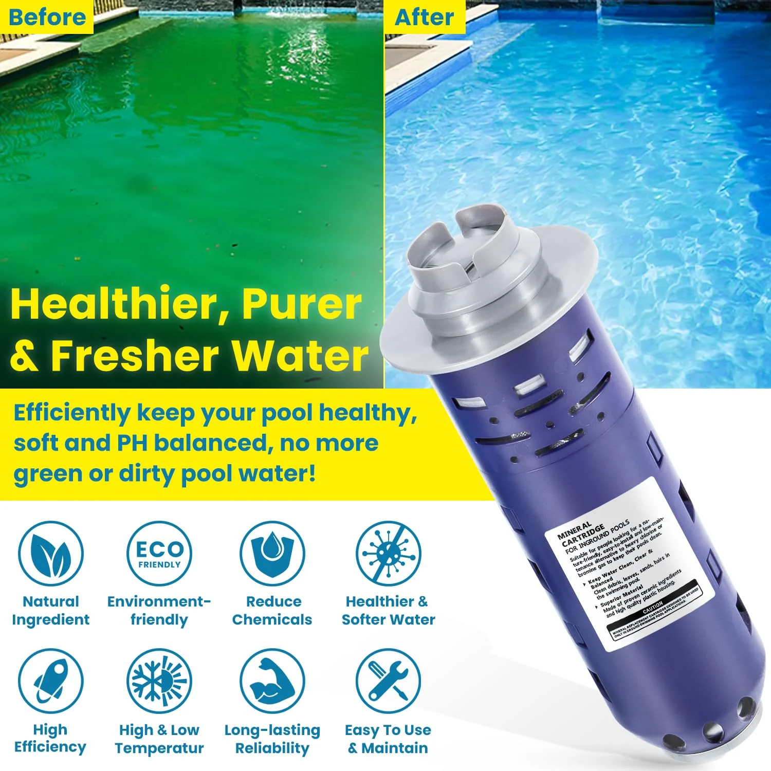 Replacement for Nature2 Duoclear 25 35 Mineral Cartridge W28000 W28001 for All Zodiac Duoclear & Nature2 Fusion, Fusion Soft, Vision Pro System Aboveground Ingroud Swimming Pool Up to 35,000 Gallons - Image 7