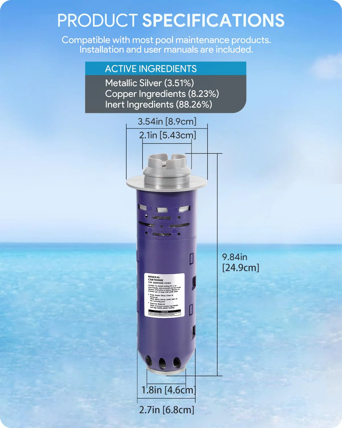 Replacement for Nature2 Duoclear 45 Mineral Cartridge W28002 for All DuoClear Fusion Soft Vision Pro Above Ground Inground System Pool System, Compatible with up to 45000 gallons Pool, W26002 - Image 3