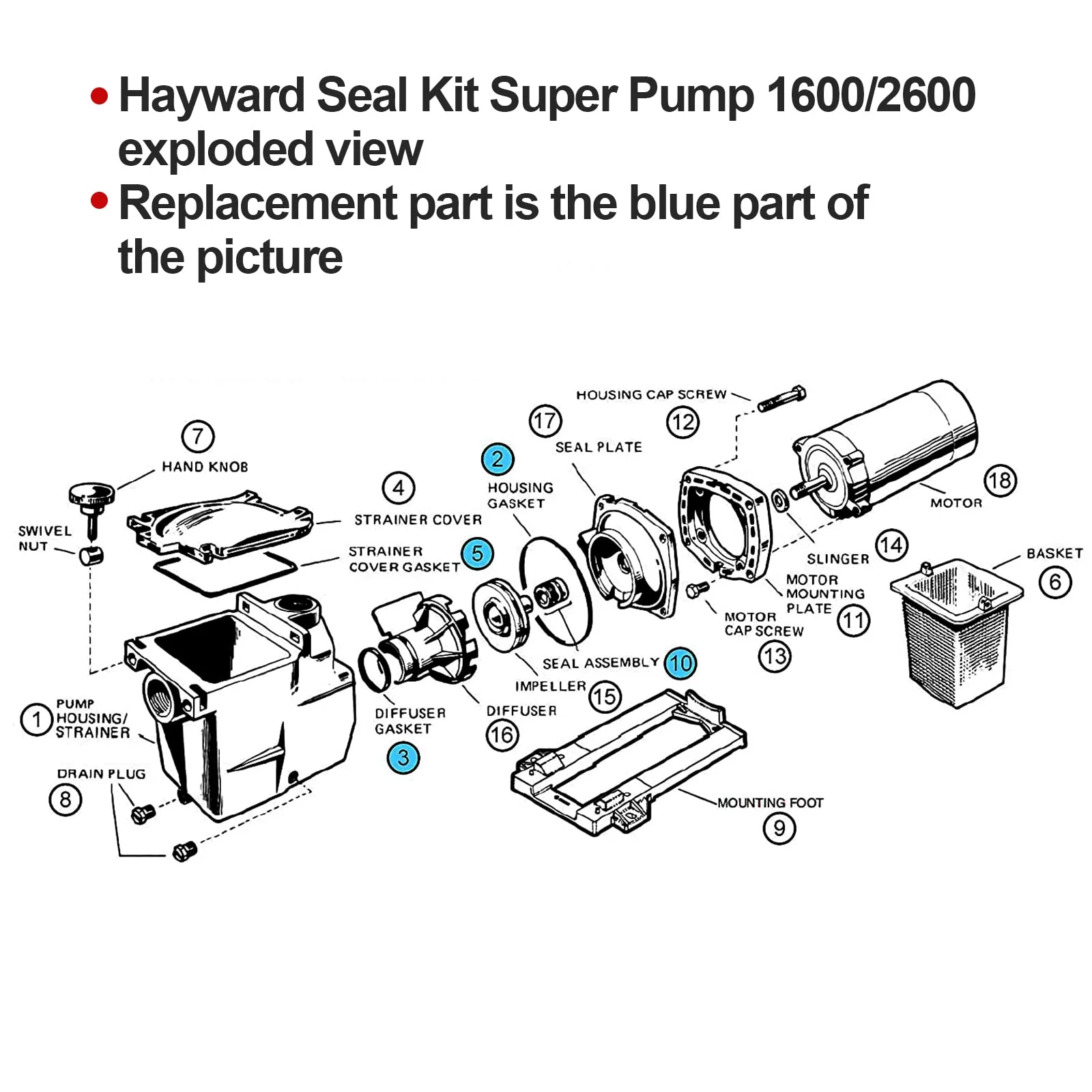 Replacement Hayward Super Pump Seal Kit for SP2600 SP1600 SP2600X 1600 1600X Fits Regular/X/VSP Models (Please Pay Attention to The Model When Purchasing) - Image 6