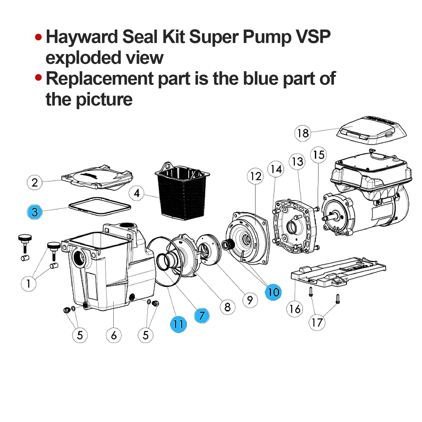 Replacement Hayward Super Pump Seal Kit for SP2600 SP1600 SP2600X 1600 1600X Fits Regular/X/VSP Models (Please Pay Attention to The Model When Purchasing) - Image 7