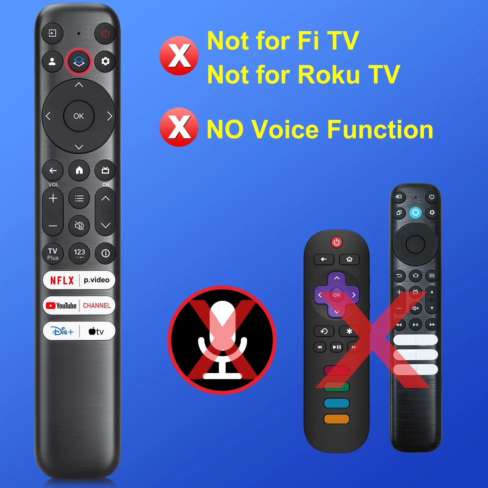 Replacement Only for TCL Google TV Remote Control,RC813 Compatible with TCL QM8/QM7/S5/S4/S3/Q7/Q6/Q5 4K UHD HDR LED QLED QD-Mini LED Full-HD Smart TVs - Image 3