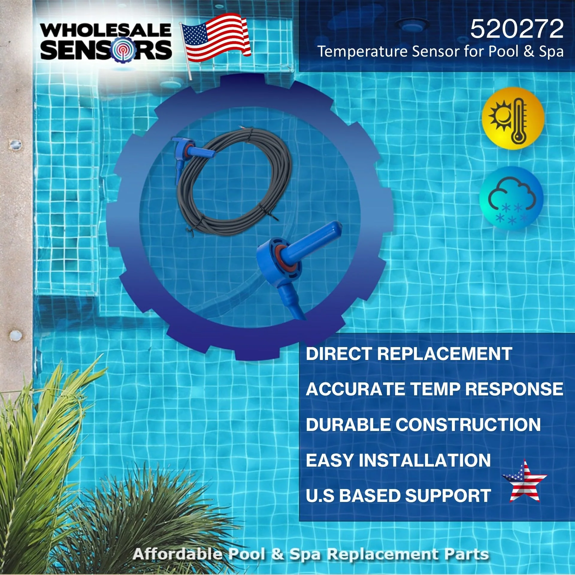 Replacement Pentair 520272 Air/Water/Solar Temperature Sensor, 20-Feet Cable for Pool/Spa 12 Month Warranty - Image 9