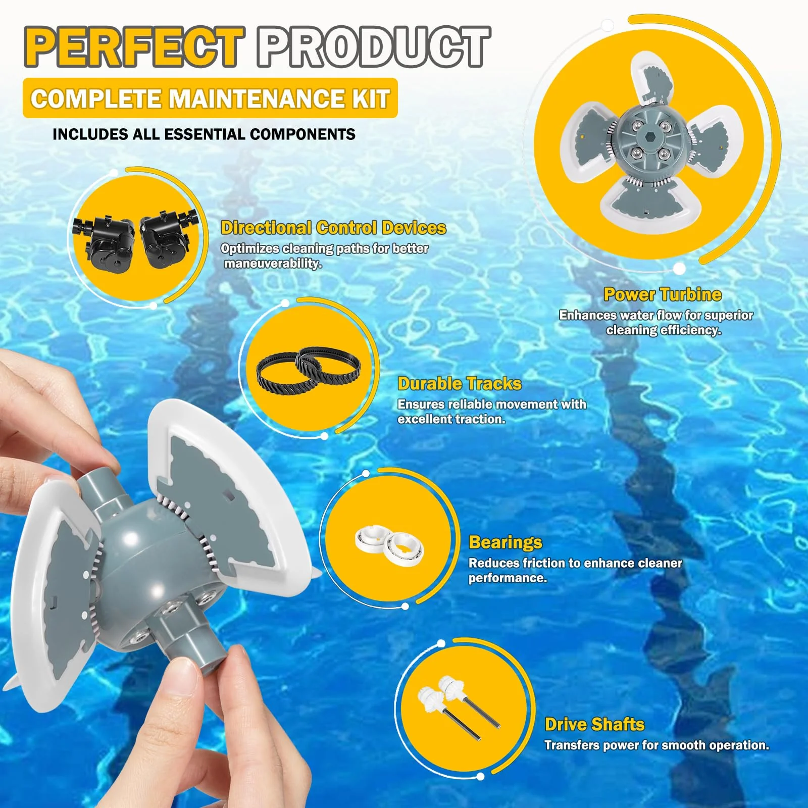 Replacement Tune-Up Kit Fit forZodiac MX6 MX8 MX6EL MX8EL Pool Cleaners , Bearings & Control Devices – R0525100 R0526100 R0527000 R0524700 R0524800 R0524900 , Complete Pool Cleaner Tune-Up Kitt - Image 6