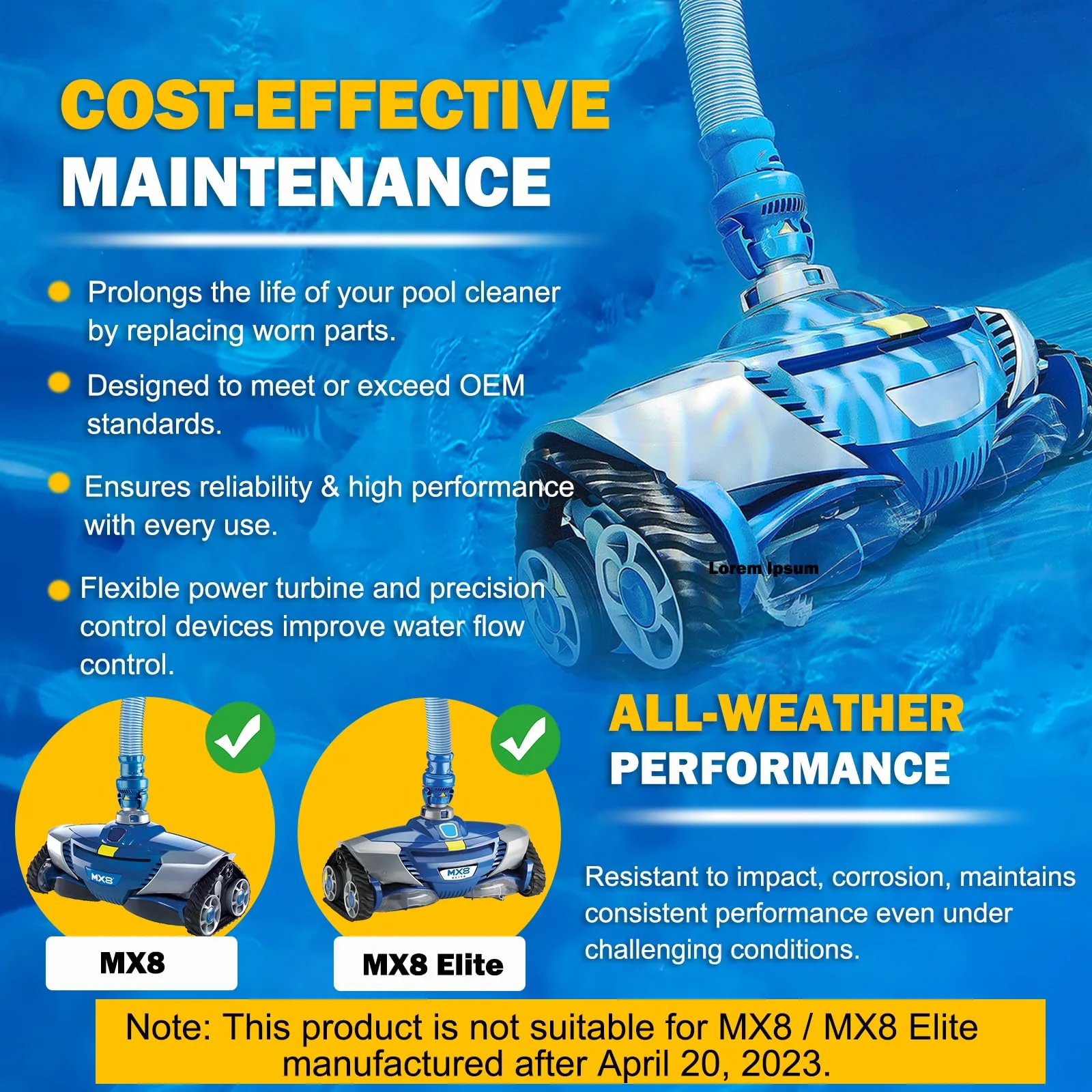 Replacement Tune-Up Kit Fit forZodiac MX6 MX8 MX6EL MX8EL Pool Cleaners , Bearings & Control Devices – R0525100 R0526100 R0527000 R0524700 R0524800 R0524900 , Complete Pool Cleaner Tune-Up Kitt - Image 7