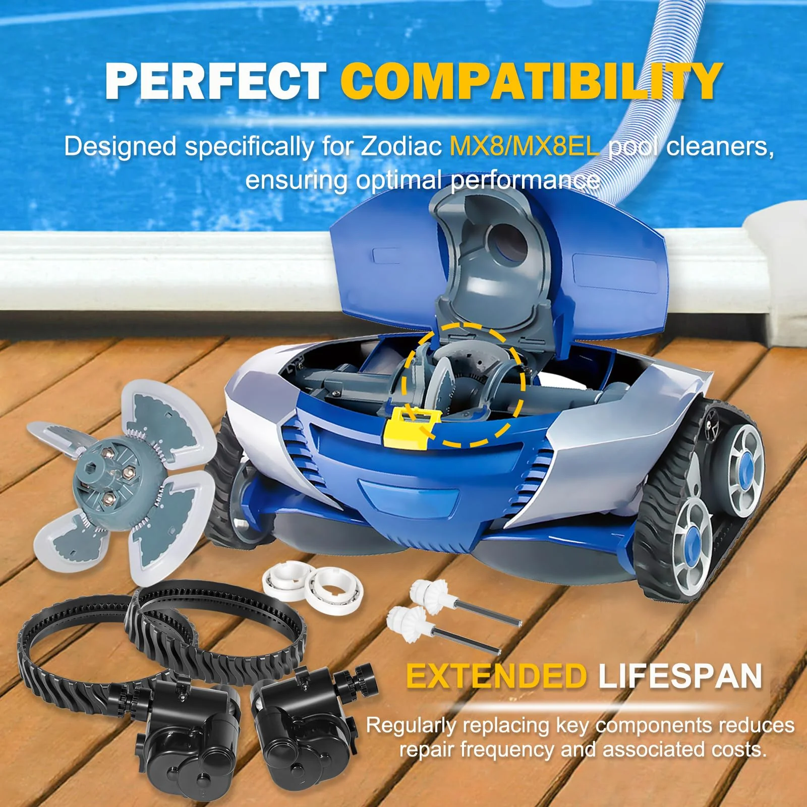 Replacement Tune-Up Kit Fit forZodiac MX6 MX8 MX6EL MX8EL Pool Cleaners , Bearings & Control Devices – R0525100 R0526100 R0527000 R0524700 R0524800 R0524900 , Complete Pool Cleaner Tune-Up Kitt - Image 8