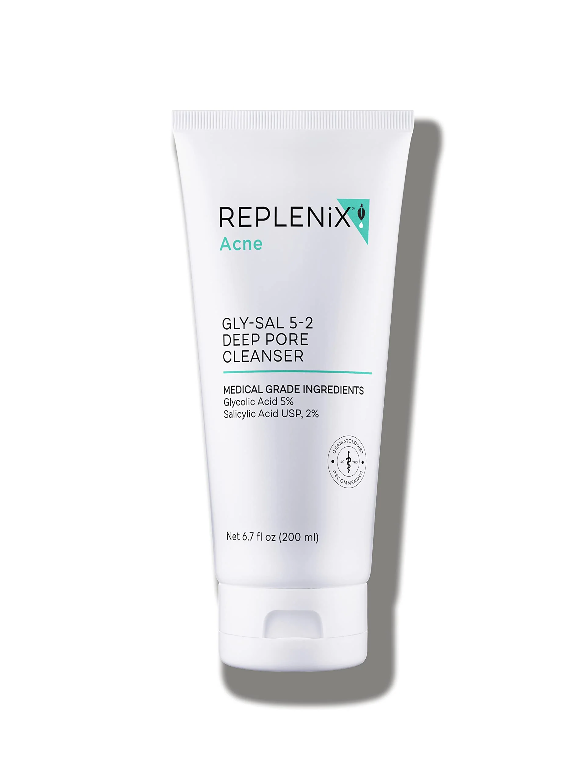 Replenix Gly-Sal Deep Pore Acne Face Wash, 6.7 Fl Oz, Non-Oily Medical-Grade 5% Glycolic & 2% Salicylic Acid Facial Cleanser for Acne-Prone Skin, Gently Unclogs & Refines Pores, Non-Drying
