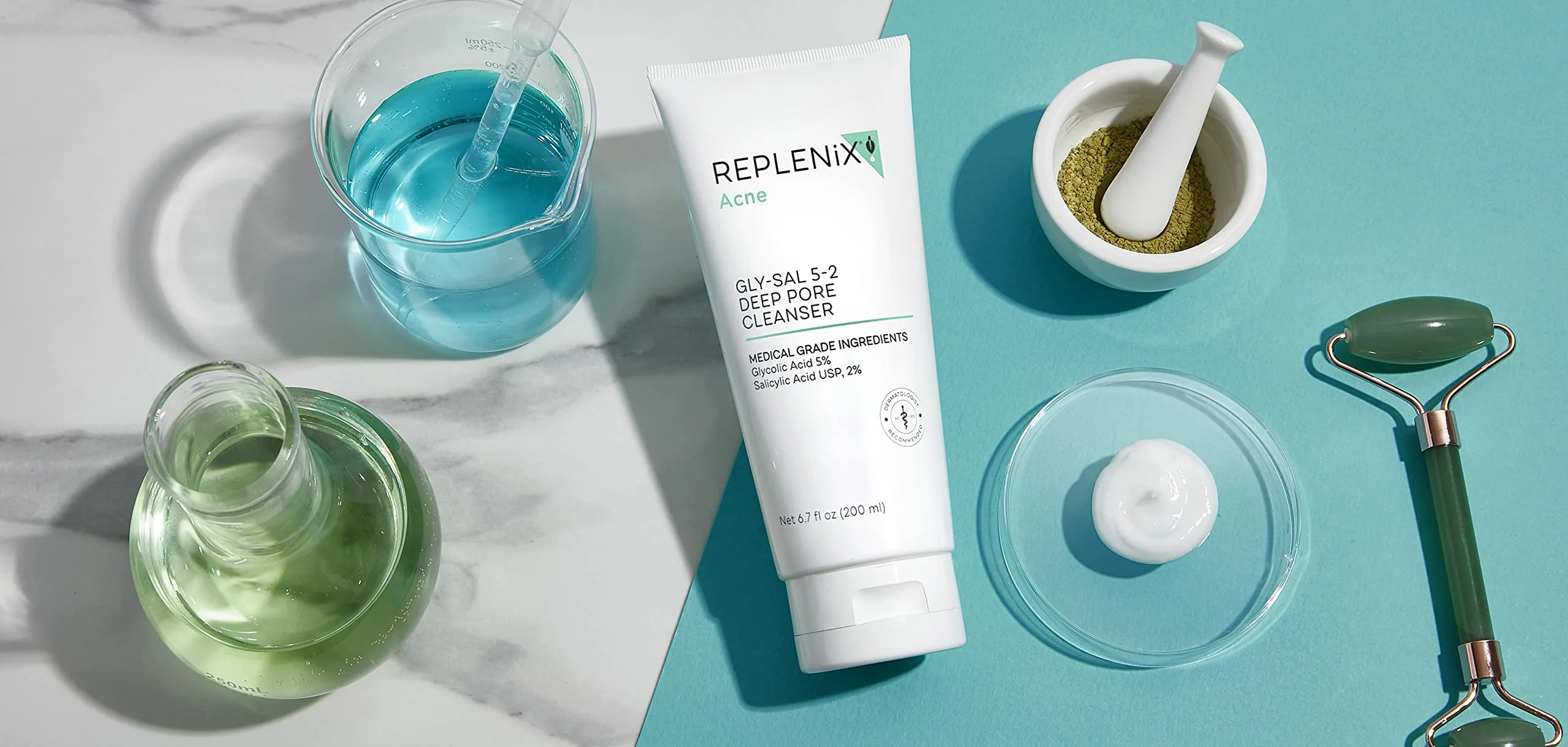 Replenix Gly-Sal Deep Pore Acne Face Wash, 6.7 Fl Oz, Non-Oily Medical-Grade 5% Glycolic & 2% Salicylic Acid Facial Cleanser for Acne-Prone Skin, Gently Unclogs & Refines Pores, Non-Drying - Image 3