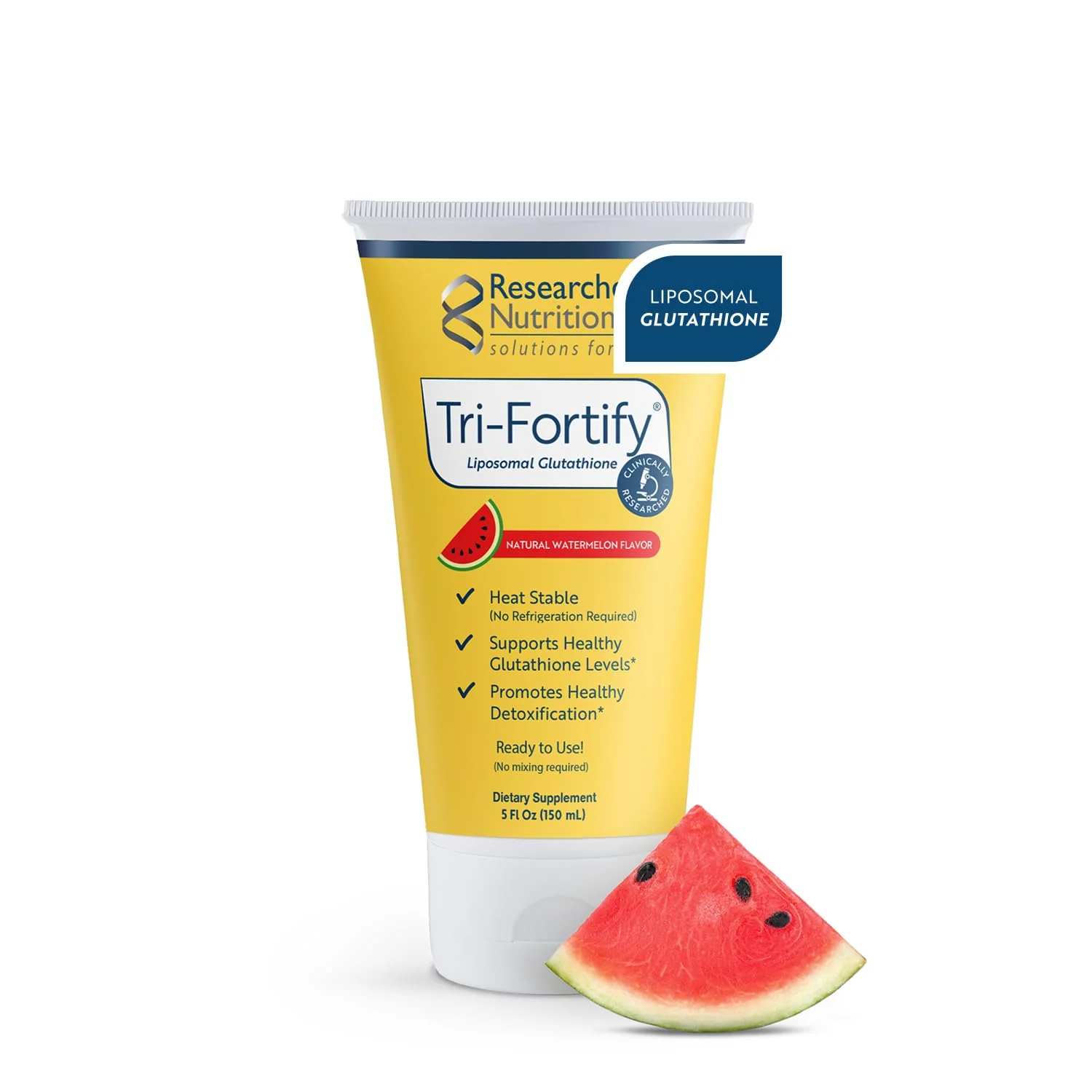 Researched Nutritionals Liposomal Glutathione (450mg) Liquid Gel + Vitamin C - Tri-Fortify - Aid Natural Energy, Immune Support & Detox - Clinically Researched for Absorption - Watermelon (5 Fl Oz)