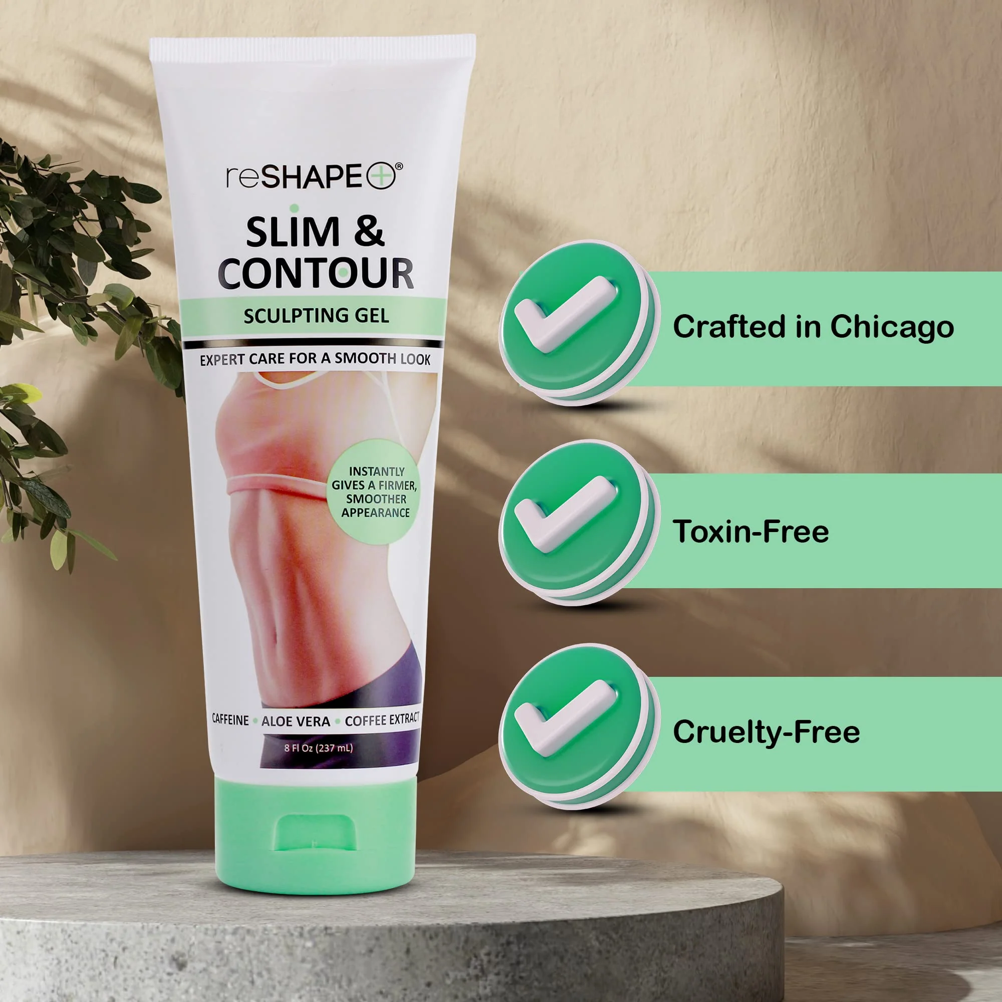Reshape+ Anti-Cellulite Skin Tightening Gel - Firming Cream for Stretch Marks, 8 fl oz (2-Pack) - Image 3