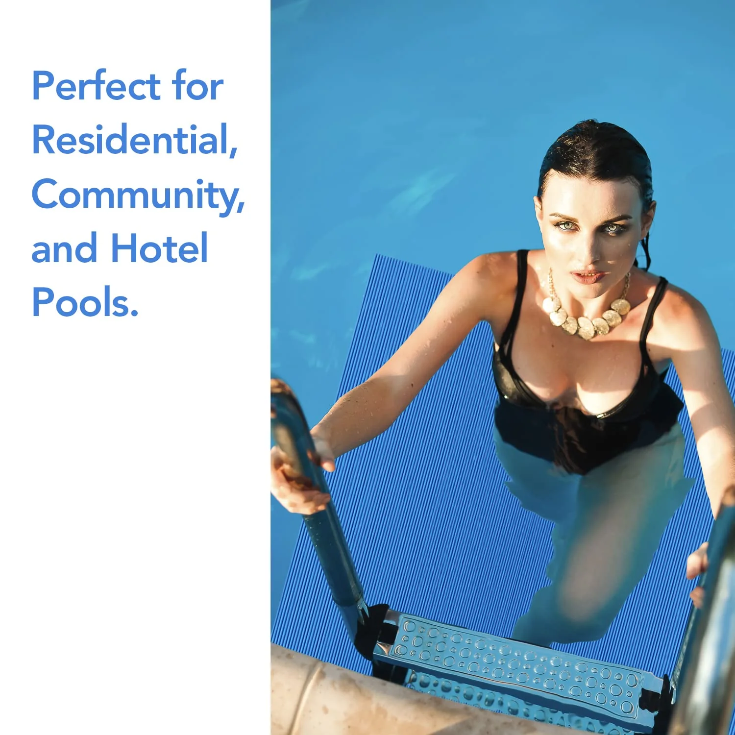 RESILIA Stay-Put Swimming Pool Ladder Mat - Non-Slip, Wide Ribbed, Protective Pad, 36 Inches x 36 Inches, 0.125 Inch Thick, Powder Blue, Made in USA - Image 4