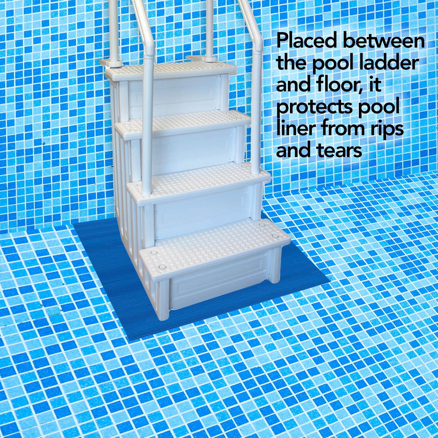 RESILIA Stay-Put Swimming Pool Ladder Mat - Non-Slip, Wide Ribbed, Protective Pad, 36 Inches x 36 Inches, 0.125 Inch Thick, Powder Blue, Made in USA - Image 9