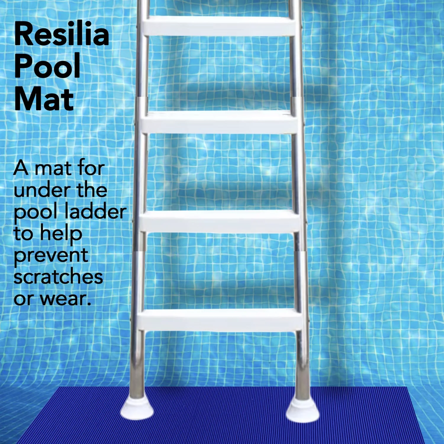 RESILIA Stay-Put Swimming Pool Ladder Mat - Non-Slip, Wide Ribbed, Protective Pad, 36 Inches x 36 Inches, 0.125 Inch Thick, Royal Blue, Made in USA - Image 5