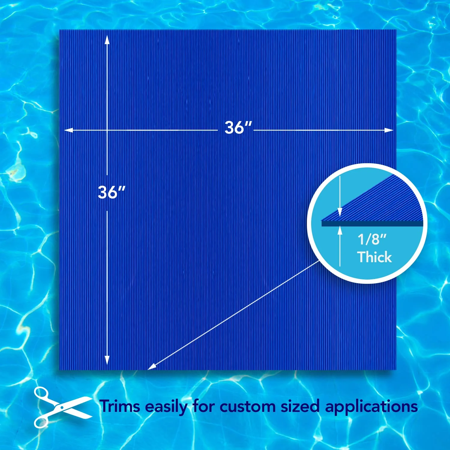 RESILIA Stay-Put Swimming Pool Ladder Mat - Non-Slip, Wide Ribbed, Protective Pad, 36 Inches x 36 Inches, 0.125 Inch Thick, Royal Blue, Made in USA - Image 8