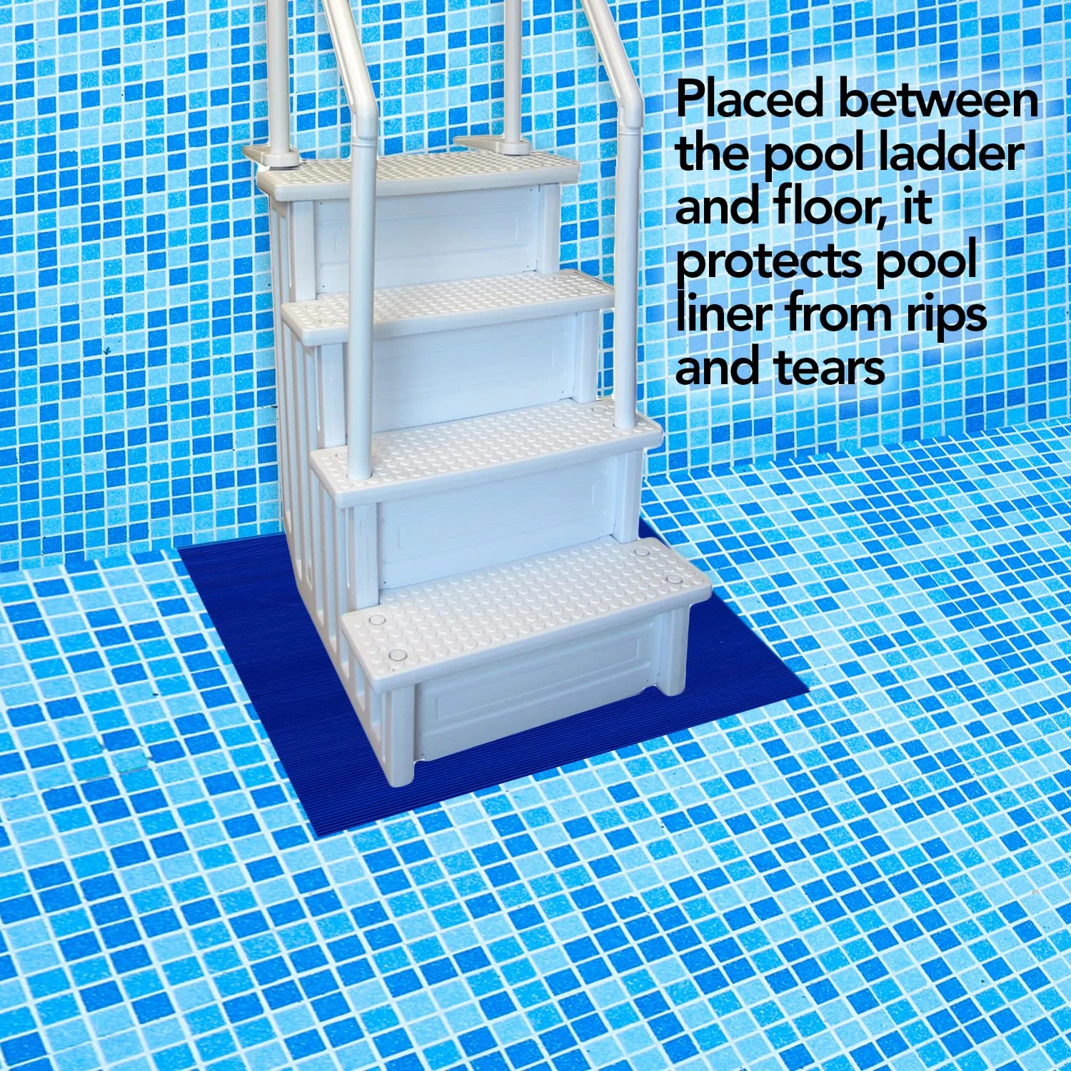RESILIA Stay-Put Swimming Pool Ladder Mat - Non-Slip, Wide Ribbed, Protective Pad, 36 Inches x 36 Inches, 0.125 Inch Thick, Royal Blue, Made in USA - Image 9