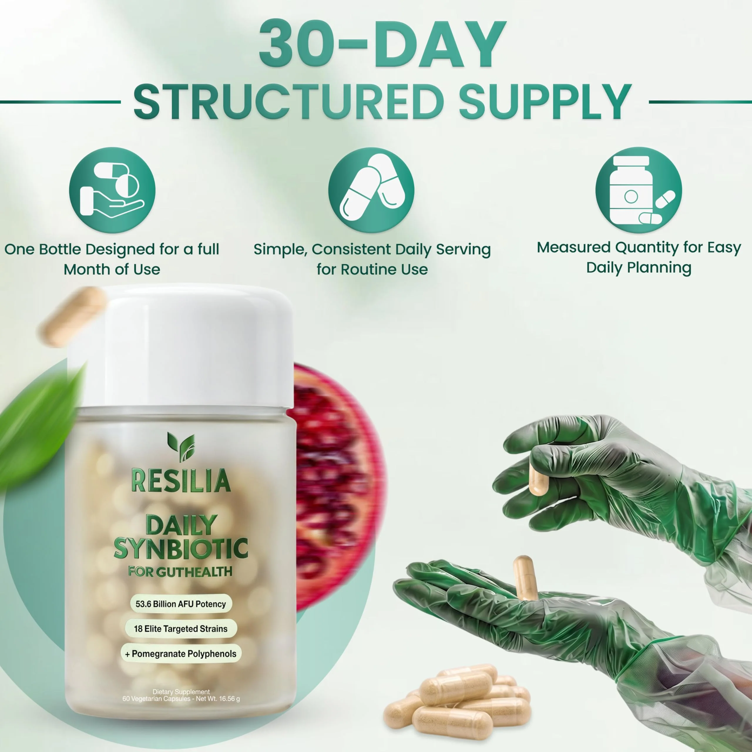 Resilia Synbiotic Probiotic + Prebiotic Supplement for Women & Men – 53.6 Billion AFU, 19 Strains, Shelf-Stable Capsules with Polyphenols, Digestive & Gut Balance Support, 60 Capsules - Image 7
