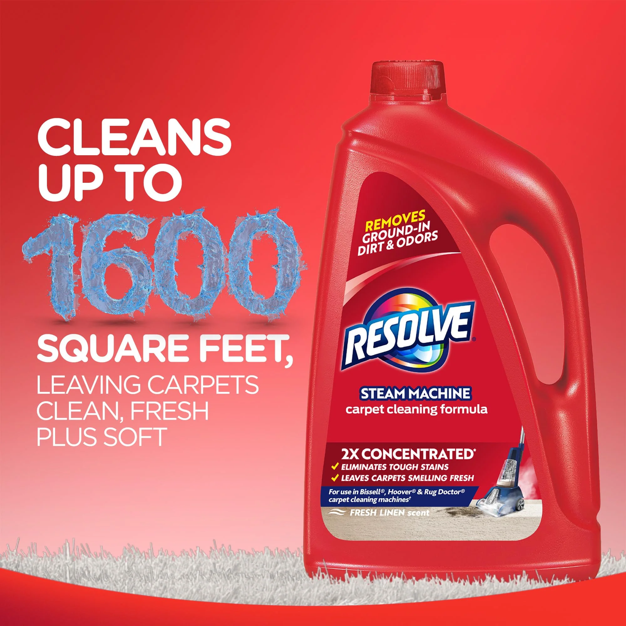 Resolve Steam Carpet Cleaner Solution Shampoo, 3.75 Lb Bottle, 2X Concentrate, Safe for Bissell, Hoover & Rug Doctor, Carpet Cleaner, Carpet Cleaner Solution - Image 4