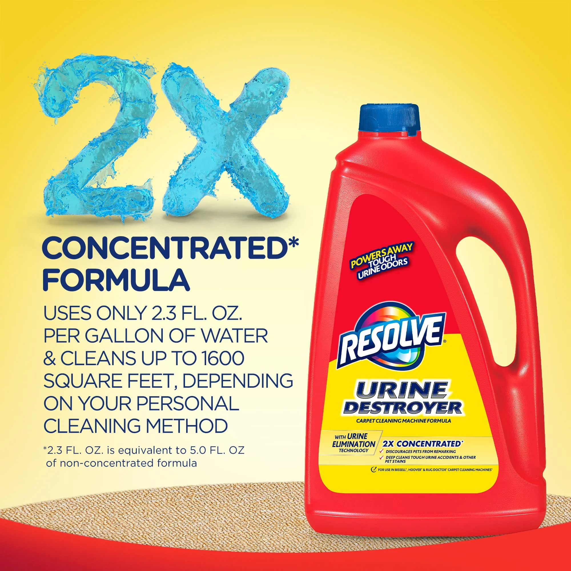 Resolve Urine Destroyer Carpet Cleaning Machine Formula, Safe for Bissell, Hoover & Rug Doctor, Carpet Cleaner, Carpet Cleaner Solution, 96 OZ - Image 4