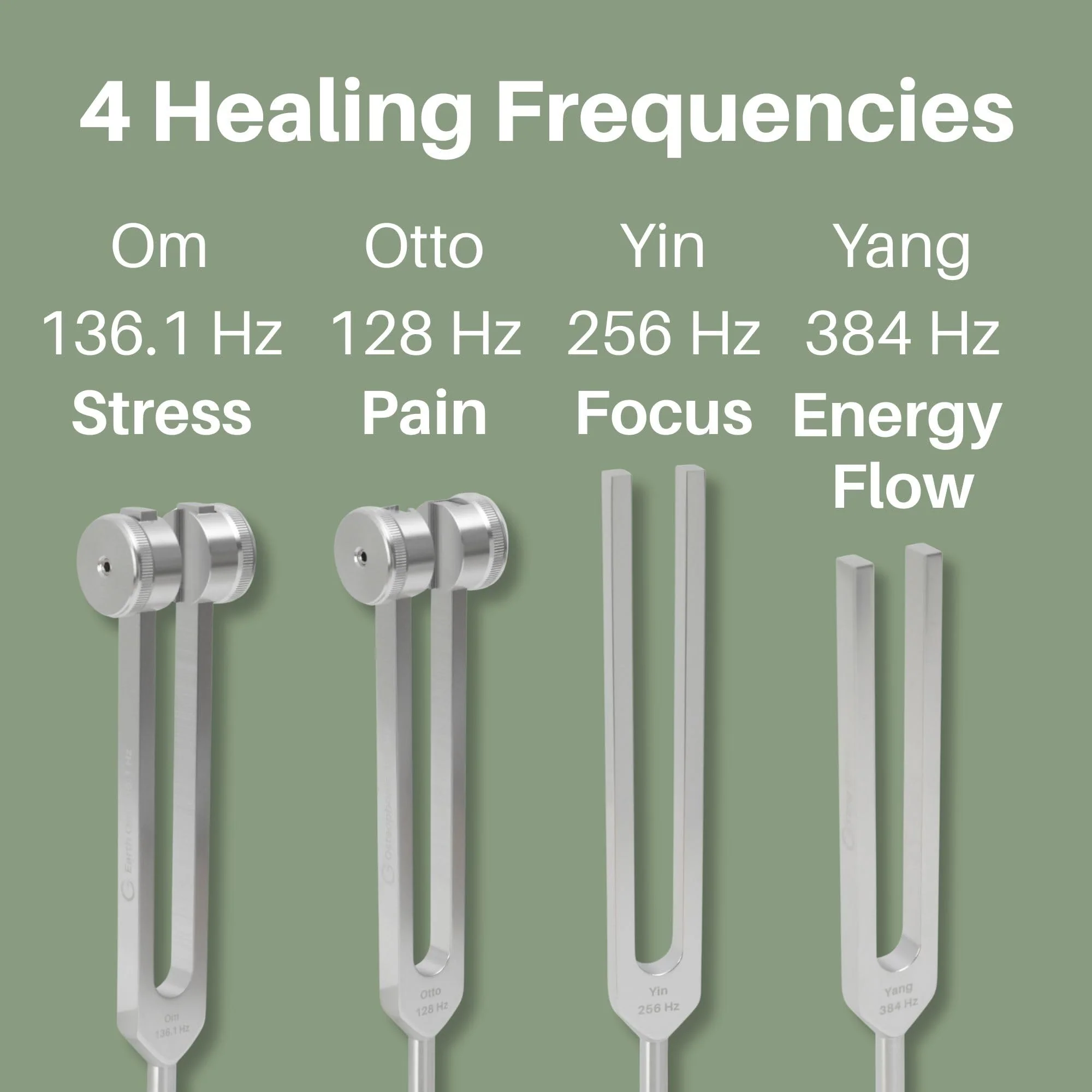 Resonance Tuning Fork for Healing Set – 128Hz, 136.1Hz, 256Hz, 384Hz for Stress Relief, Sleep, Chakra Balance and Nervous System Reset | Activator + Pouch | Weighted & Unweighted - Image 4