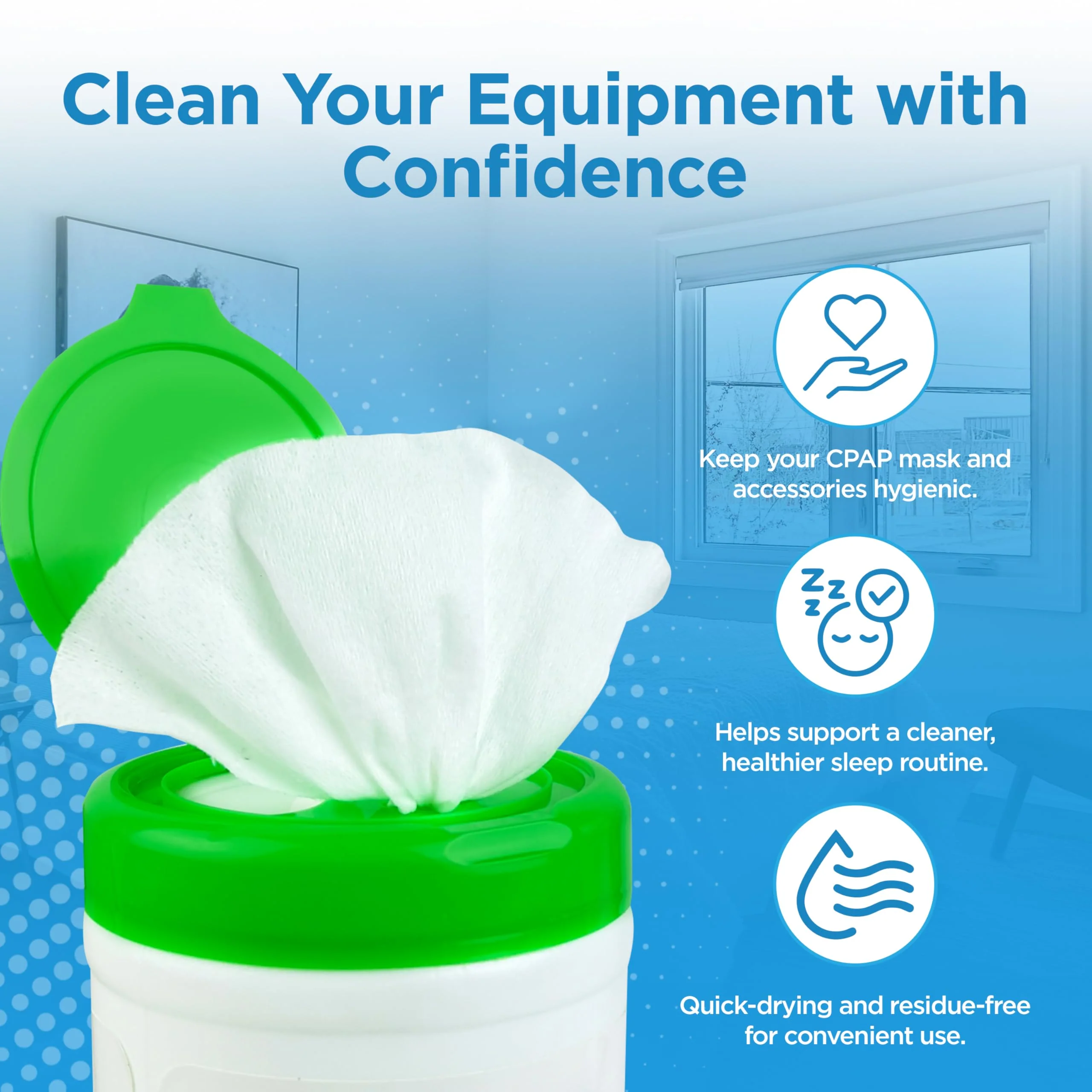 resplabs CPAP Mask Wipes Unscented Cleaner for Full Face, Nasal Masks & Supplies 110 Wipes - Image 5