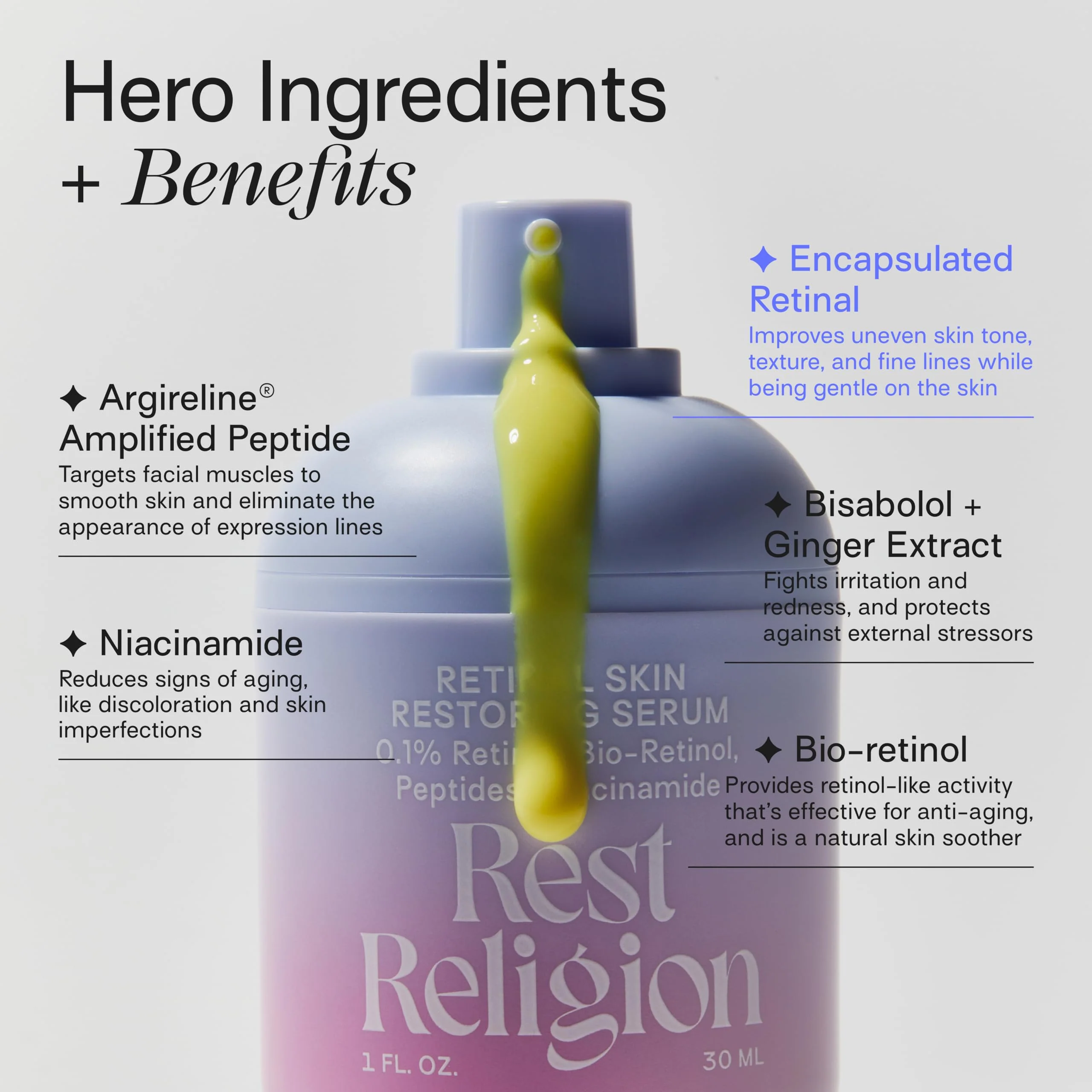 Rest Religion Retinal Skin Restoring Serum with 0.1% Retinal, Bio Retinol, Peptides & Niacinamide, Face Serum for Anti-Aging, Fine Lines & Hyperpigmentation - Image 7