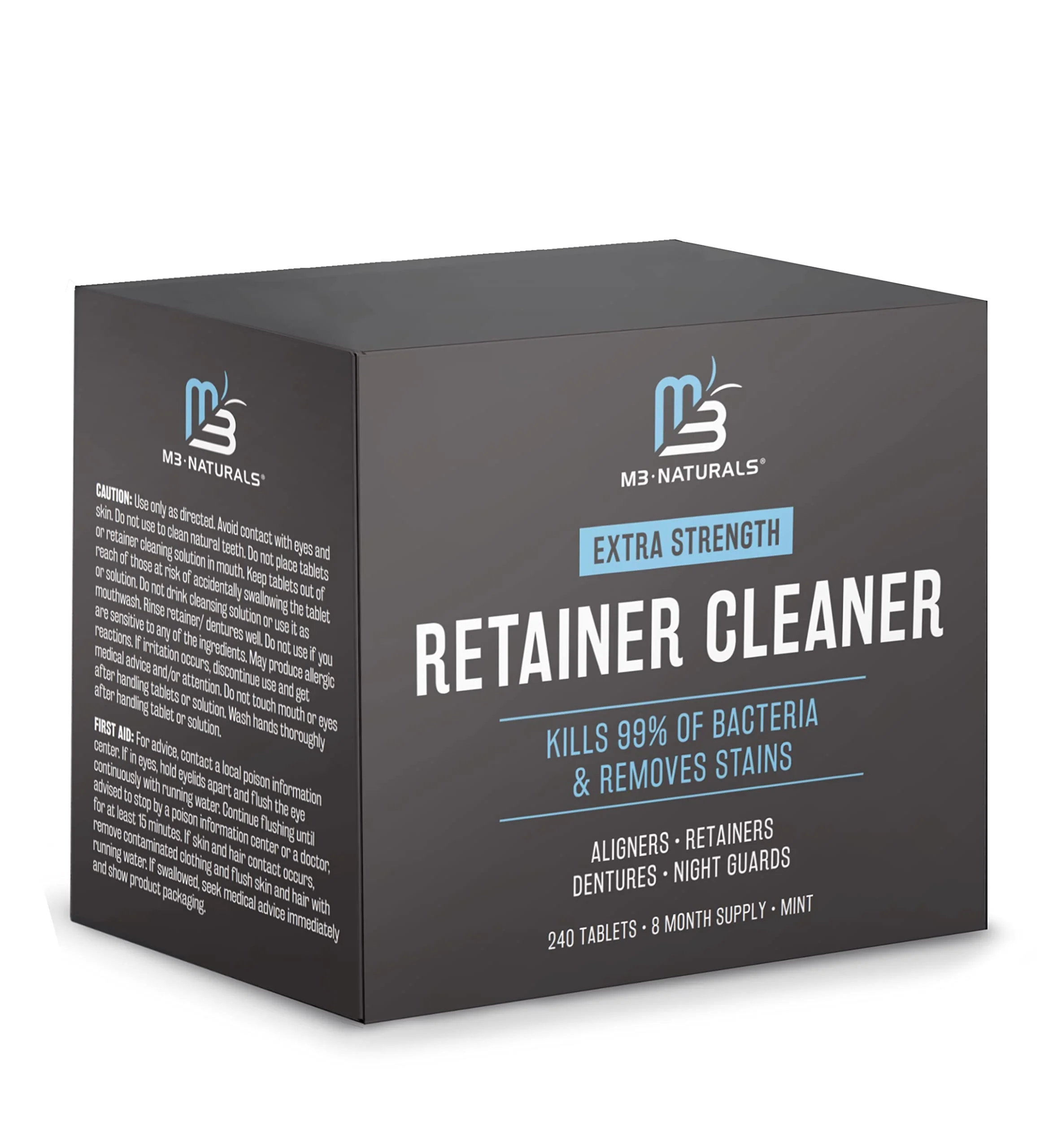 Retainer and Denture Cleansers 240 Tablets Removes Bad Odors Discoloration Stains Plaque for Cleaning Invisalign Mouth Guard Night Guard and Removable Dental Appliances by M3 - Image 2
