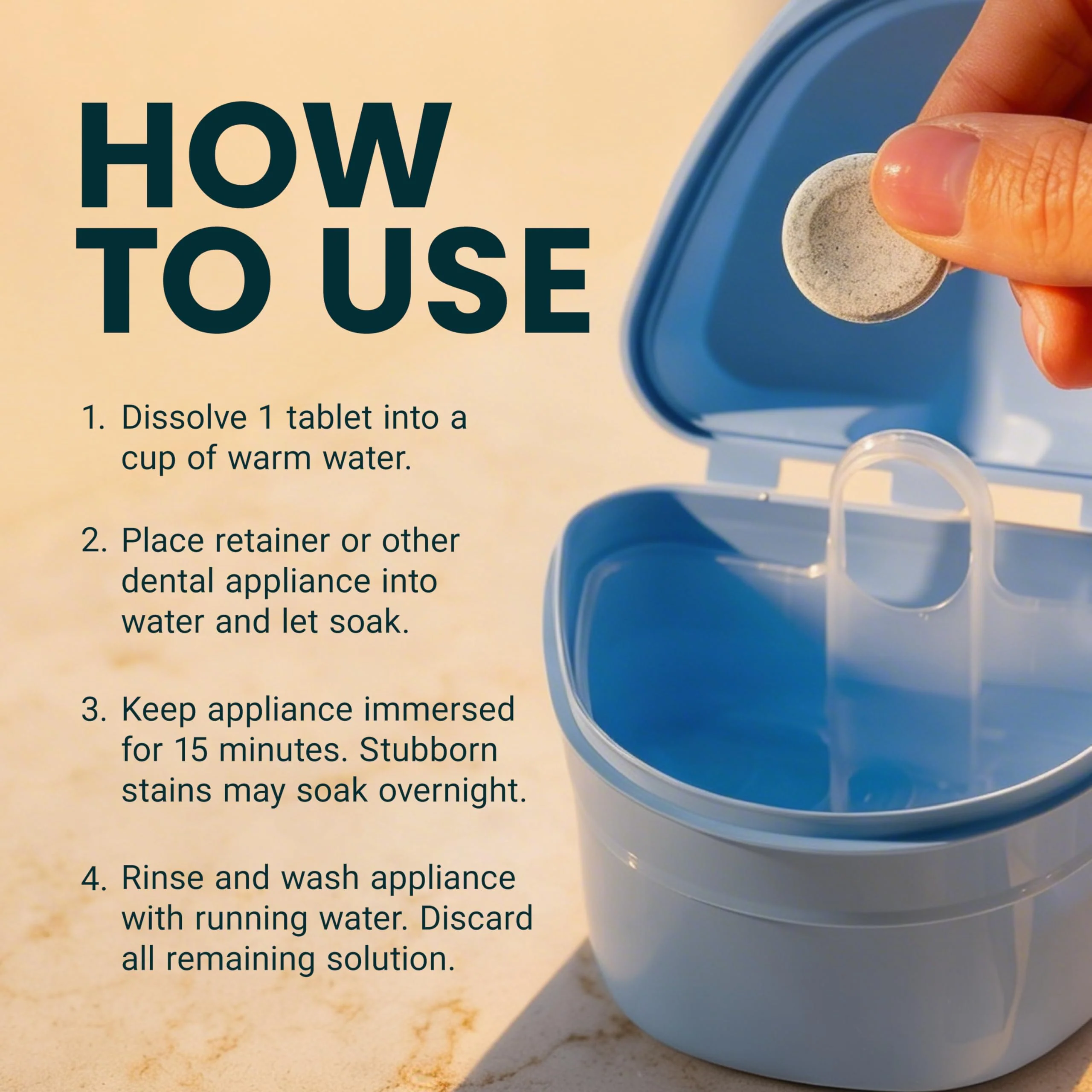 Retainer Cleanser Tablets Cleaner, Removes Odors Discoloration Stains and Plaque 2 Month Supply Denture Cleansers Retainers Mouth Guards Denture Bath Mint by M3 - Image 7