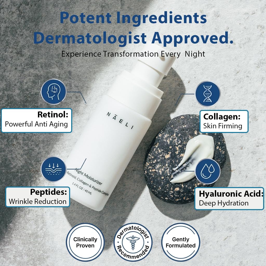 Retinoid Cream - 4.25% Retinol Night Moisturizer for Face & Neck with Collagen, Peptides & Hyaluronic Acid - Anti Aging Wrinkle Cream, Improves Skin Tone & Texture, 1.4 oz - Image 7