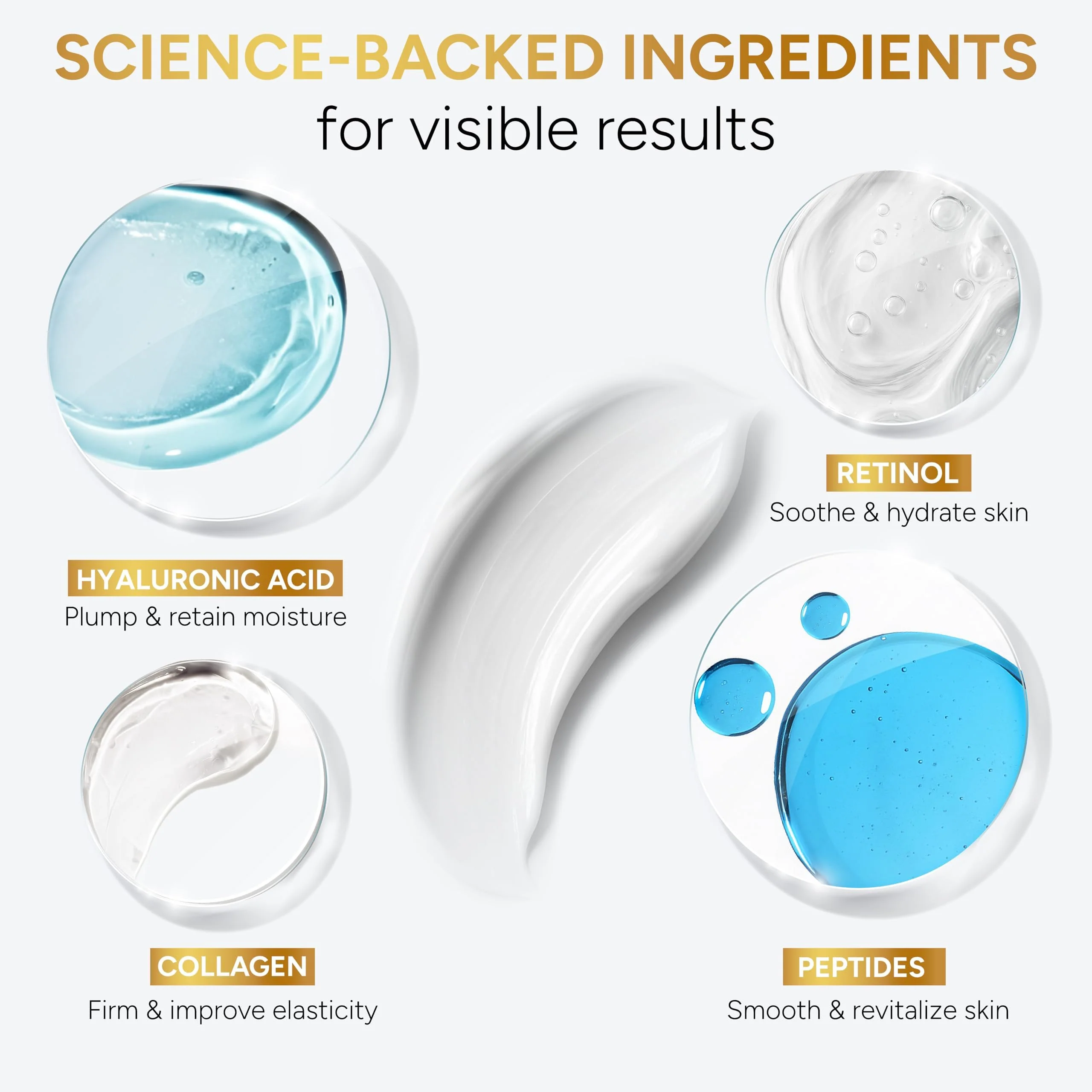 Retinol Cream for Face with Collagen Peptides - Anti Aging Wrinkle Cream for Women and Men - Day-Night Facial Moisturizer with Hyaluronic Acid - Tightening and Skin Firming - Neck & Décolleté - Image 7